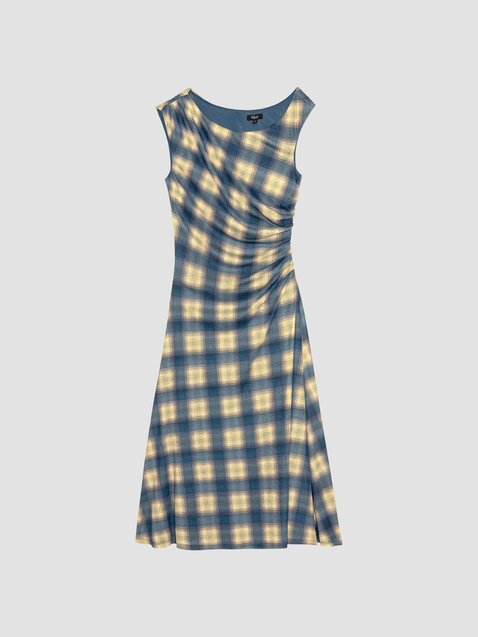 Women's Sorra Draped Plaid Midi Dress - Navy Sage Plaid - 1