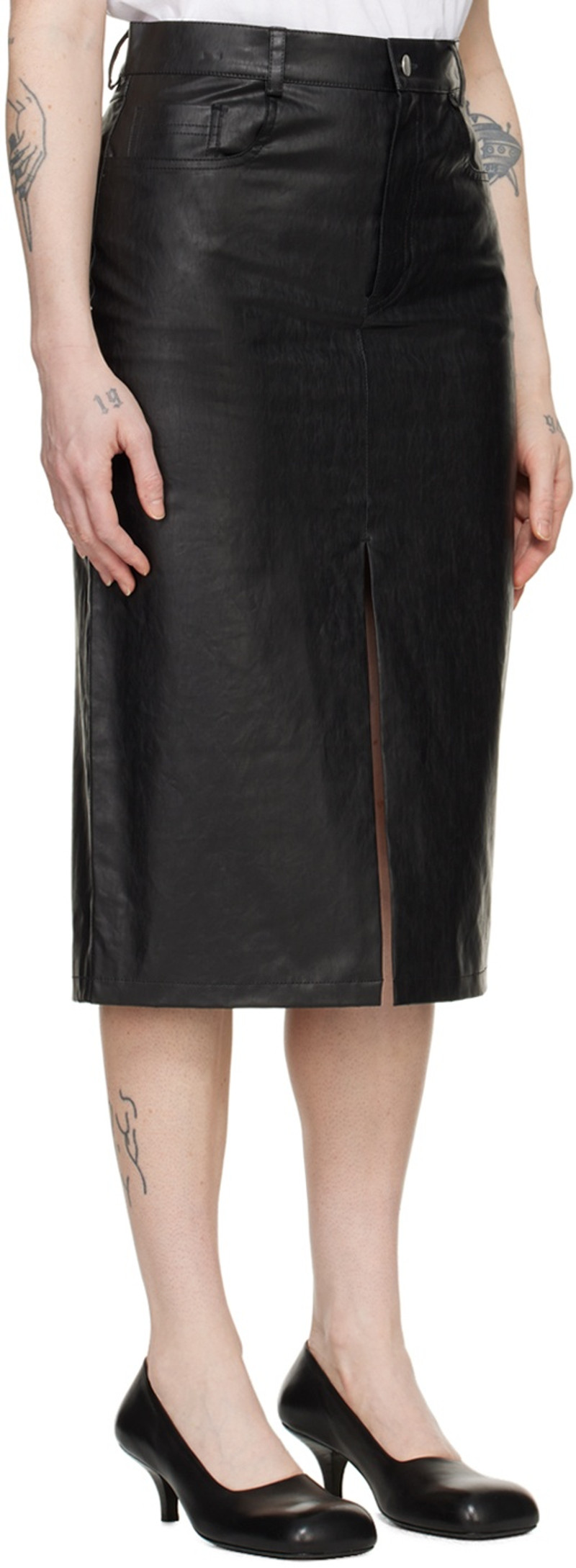 KASSL Editions Black 5-Pocket Midi Skirt outlook
