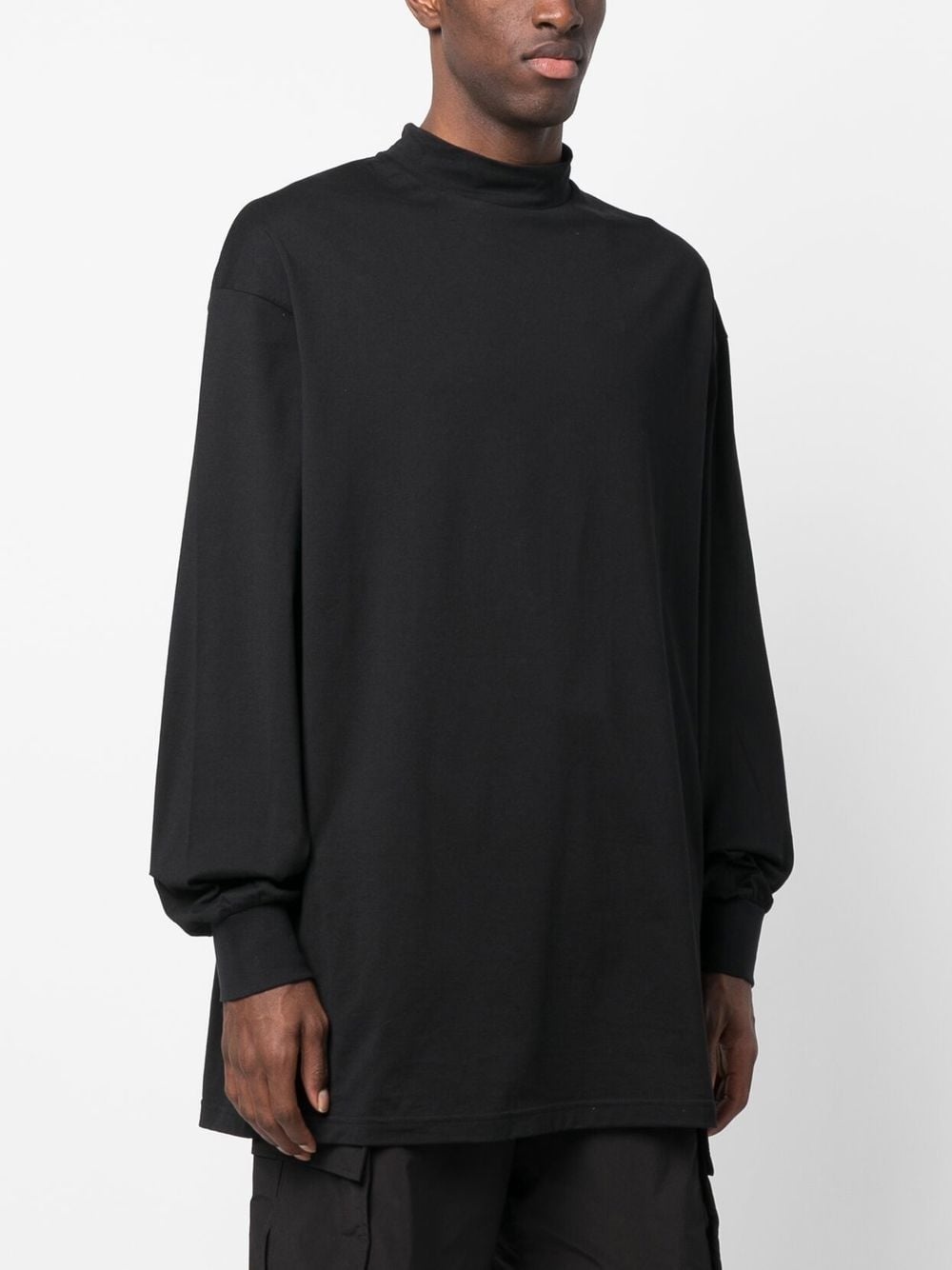 mock-neck long-sleeved cotton T-shirt - 3