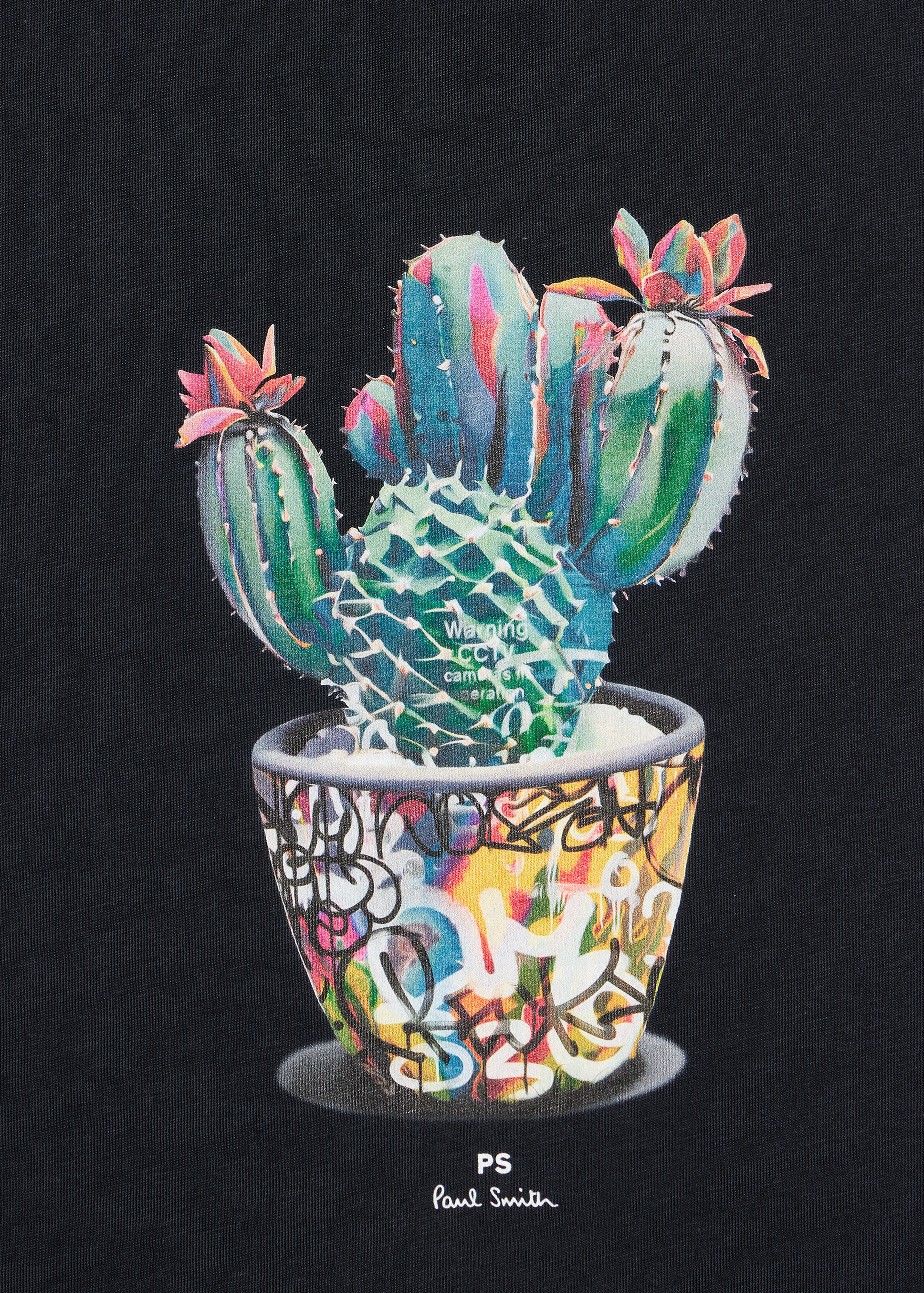 Navy 'Graffiti Cactus' Print T-Shirt - 2