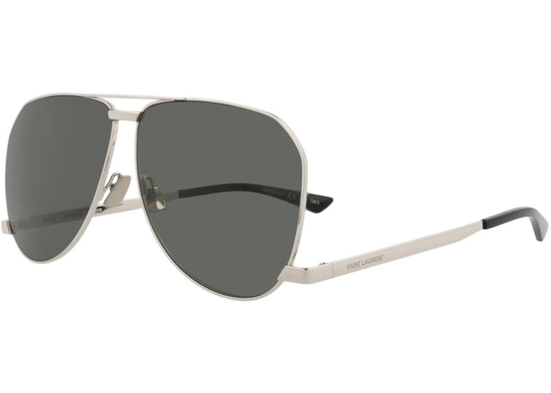 SAINT LAURENT Saint Laurent Aviator-Frame Metal Sunglasses Silver Silver Grey (SL690DUST-30015233-002) outlook