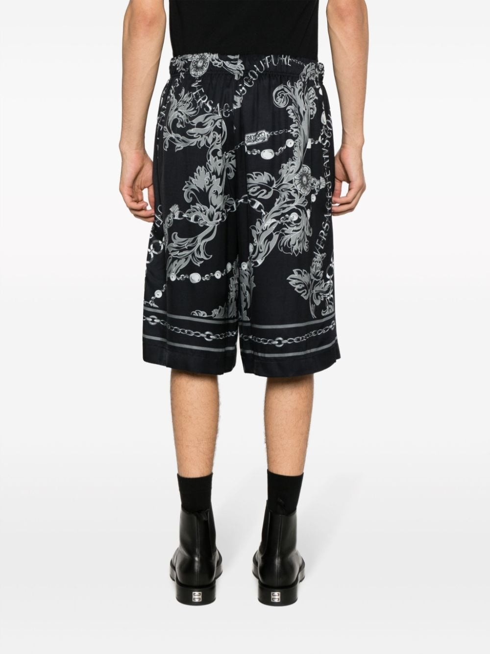 Barocco-print drop-crotch shorts - 4