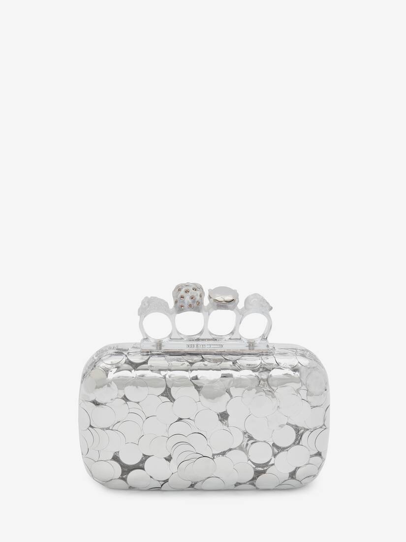 Skull Four Ring Clutch in Silver - 3