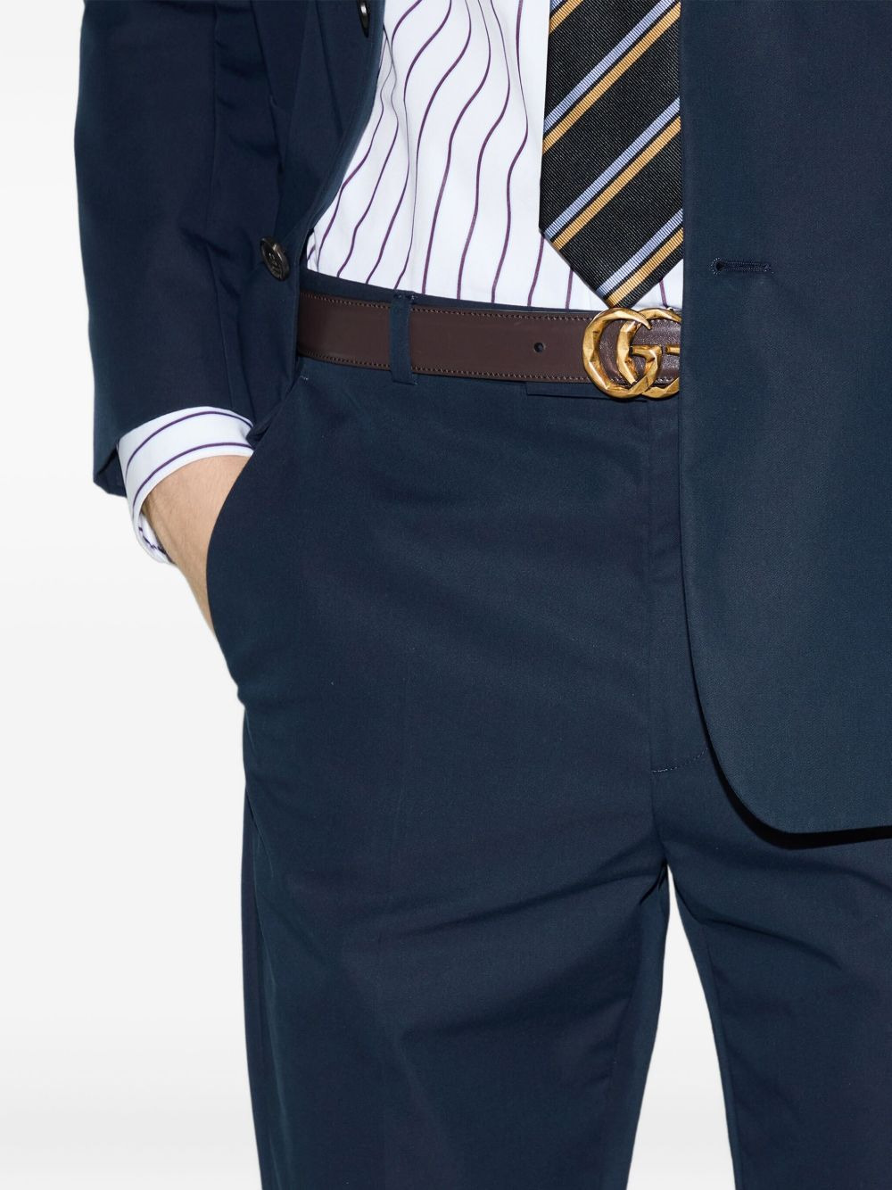 embossed-logo twill trousers - 5