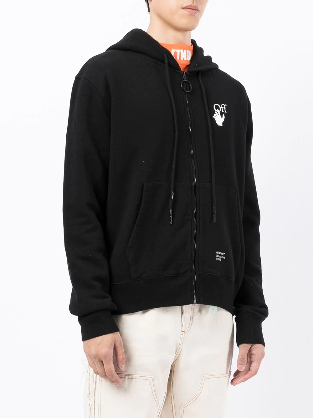 logo-print zip-fastening hoodie - 3