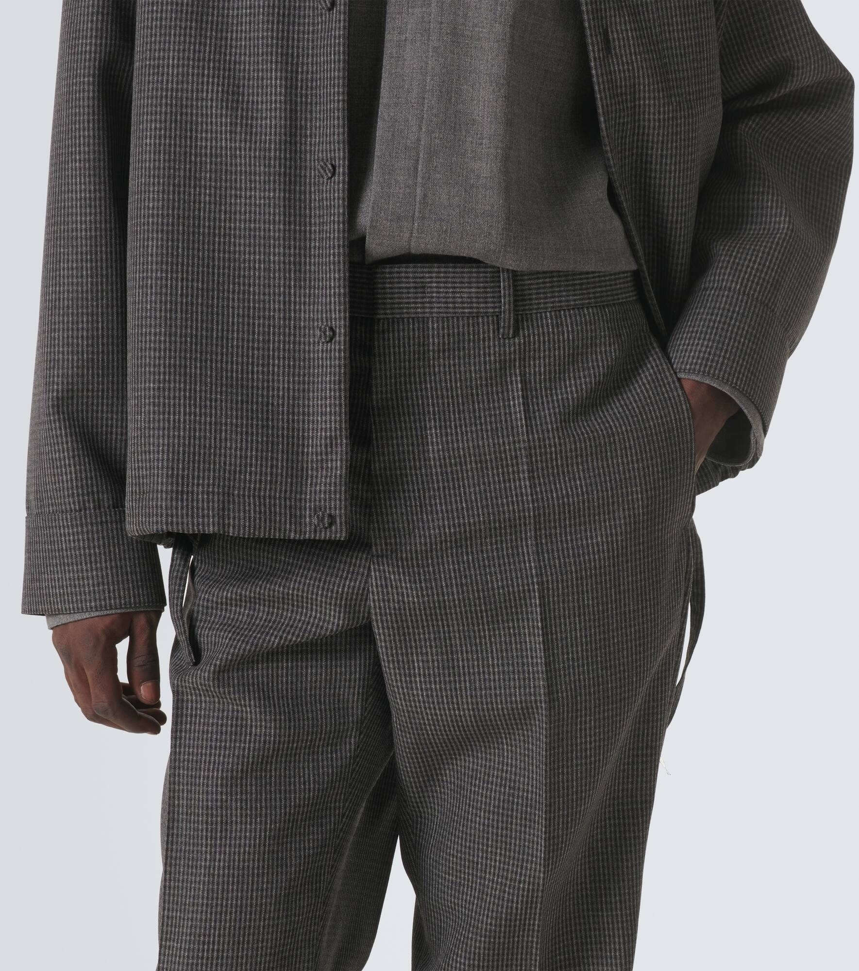 Checked virgin wool straight pants - 5