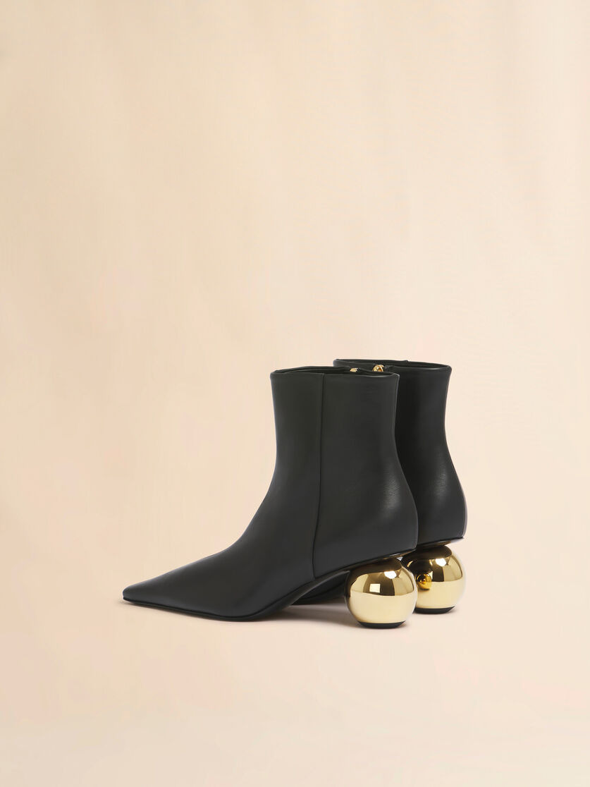 BLACK LEATHER ANKLE BOOT - 3