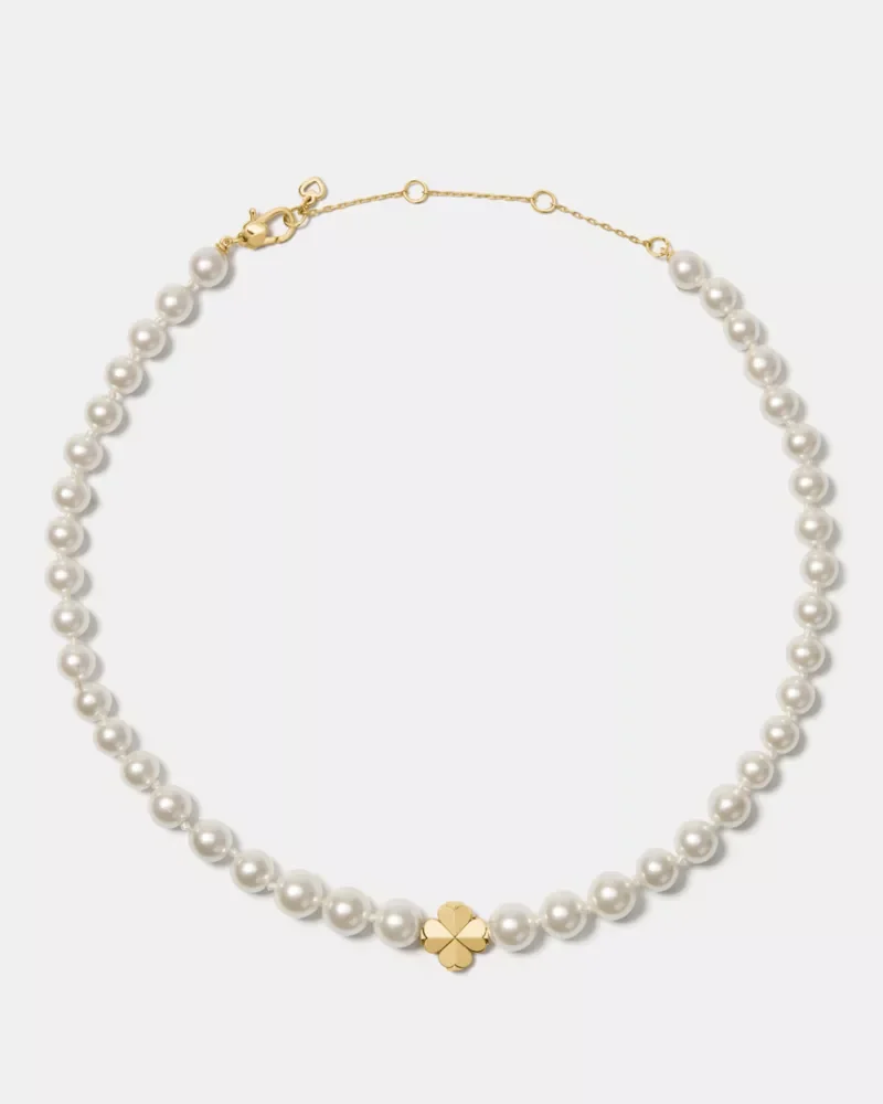 Spade Flower Pearl Short Necklace - 1
