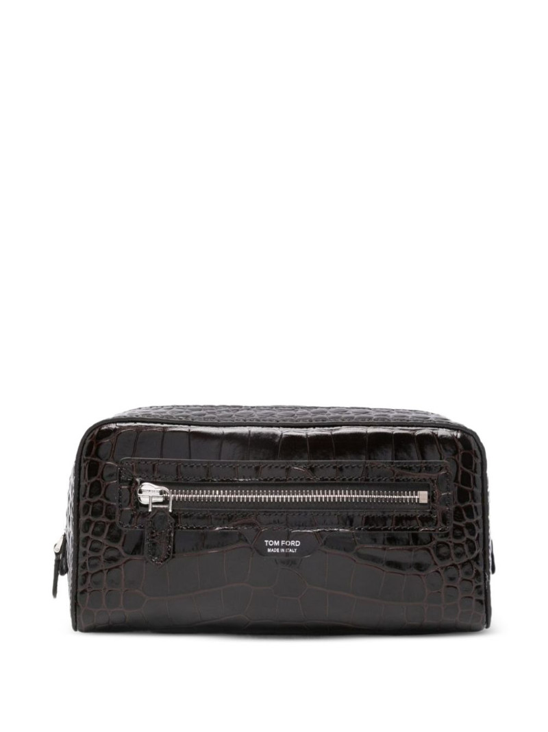crocodile-embossed wash bag 1
