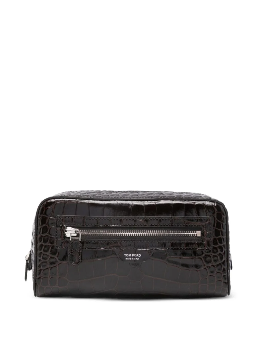 crocodile-embossed wash bag - 1