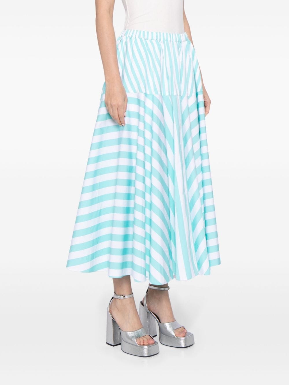 striped cotton midi skirt - 3