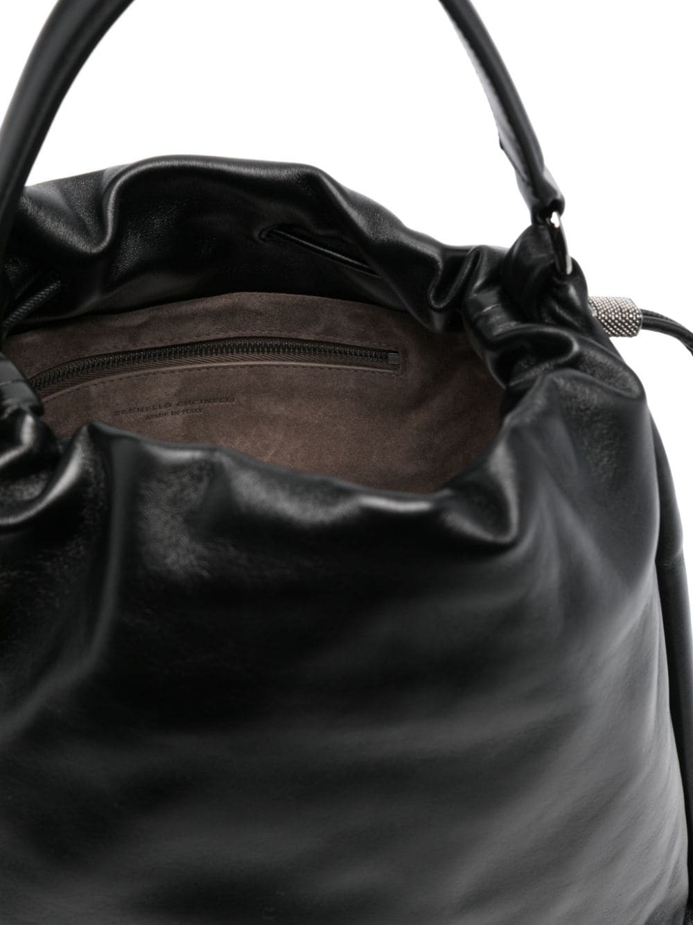 Soft leather bucket bag with precious details - 5