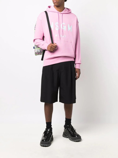 MSGM logo-print cotton hoodie outlook