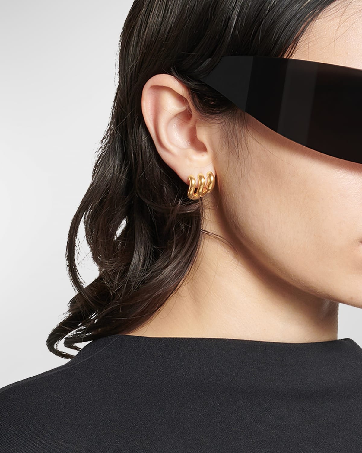 BALENCIAGA Loop Trio Earrings, Gold | neimanmarcus | REVERSIBLE