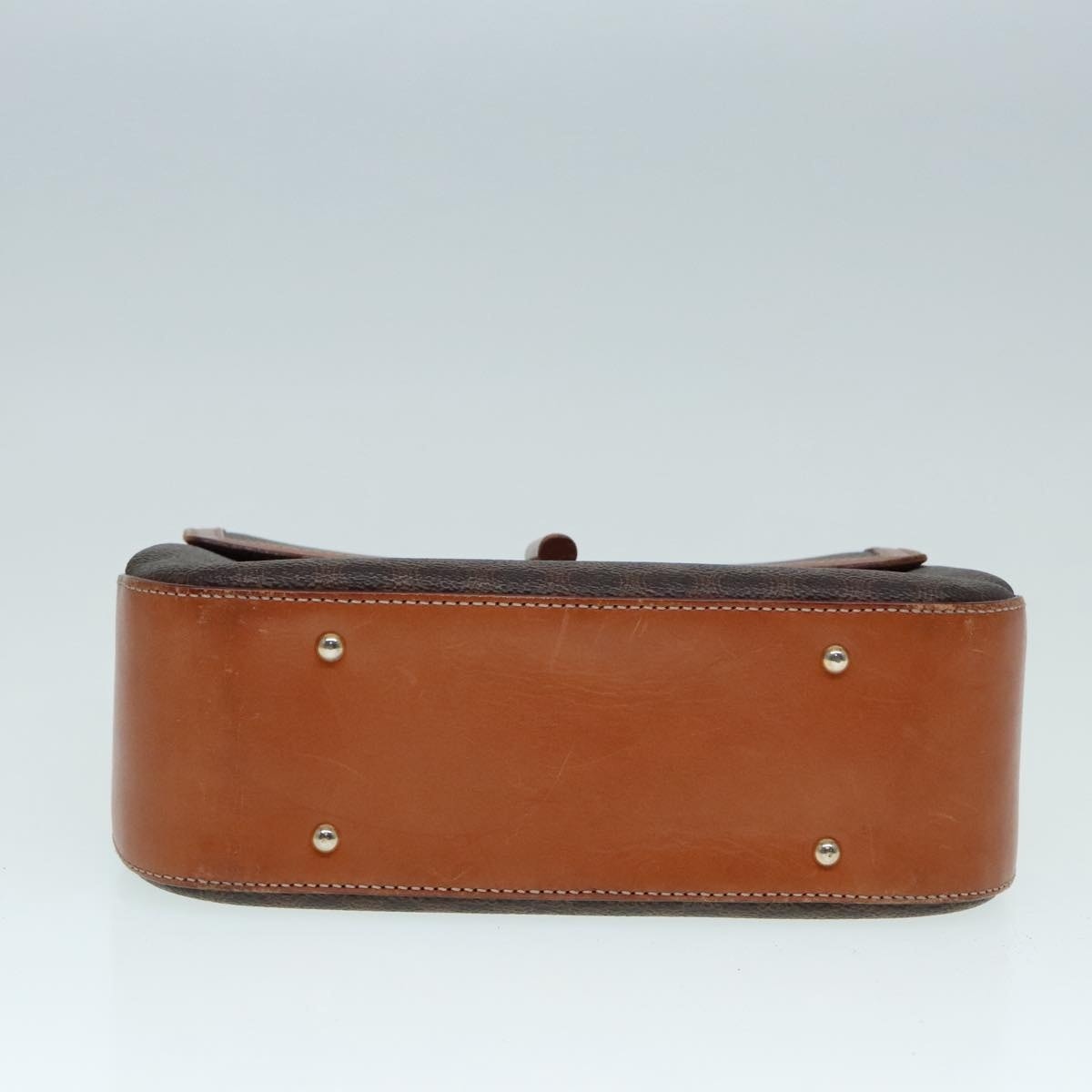 CELINE Macadam Canvas Hand Bag Pvc Leather Brown Gold - 6