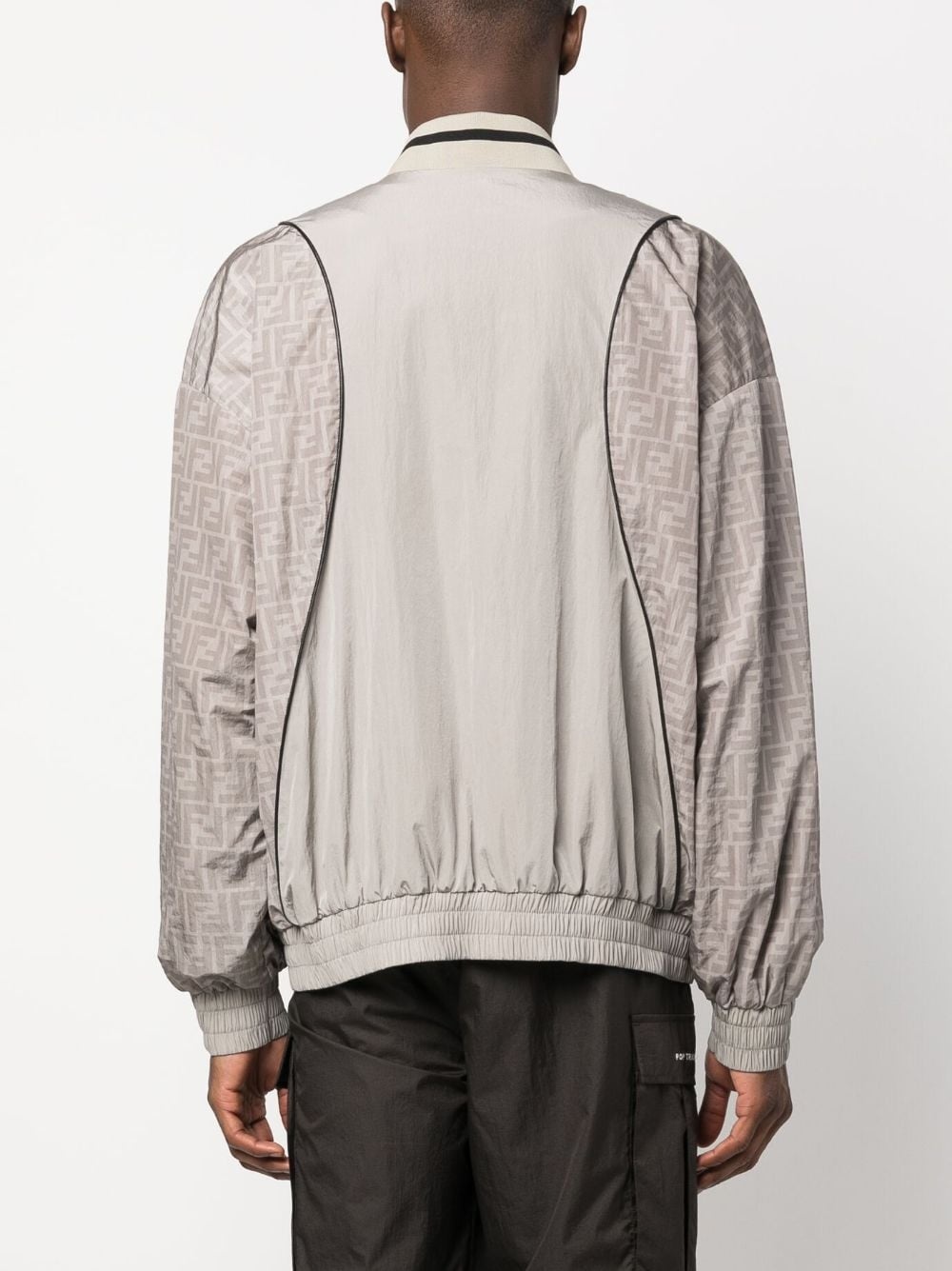 monogram-print panelled bomber jacket - 4