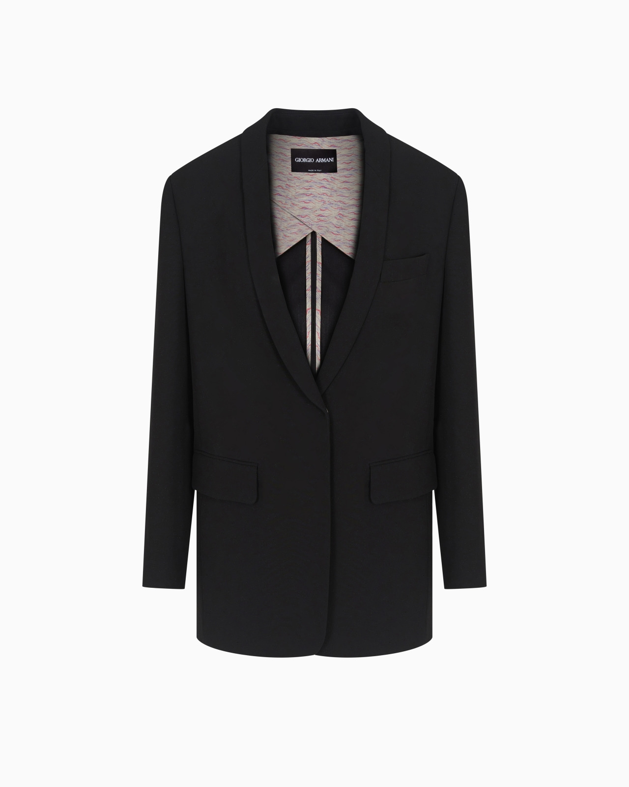 SINGLE-BREASTED JACKET IN STRETCH WOOL BARATHEA - 1