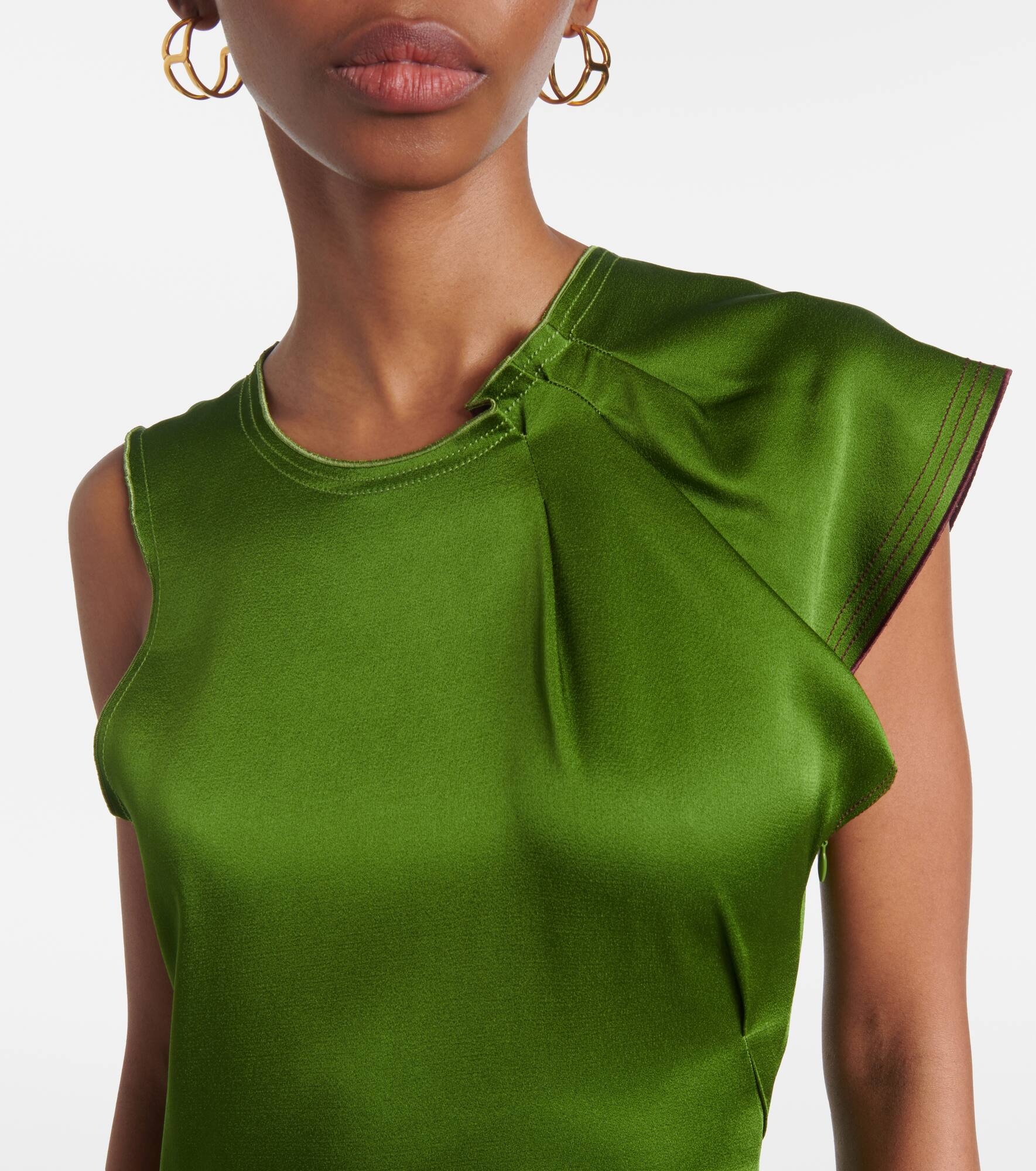 Asymmetric satin midi dress - 4