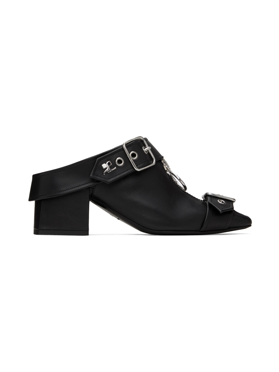 Black Gogo Leather Mules - 1