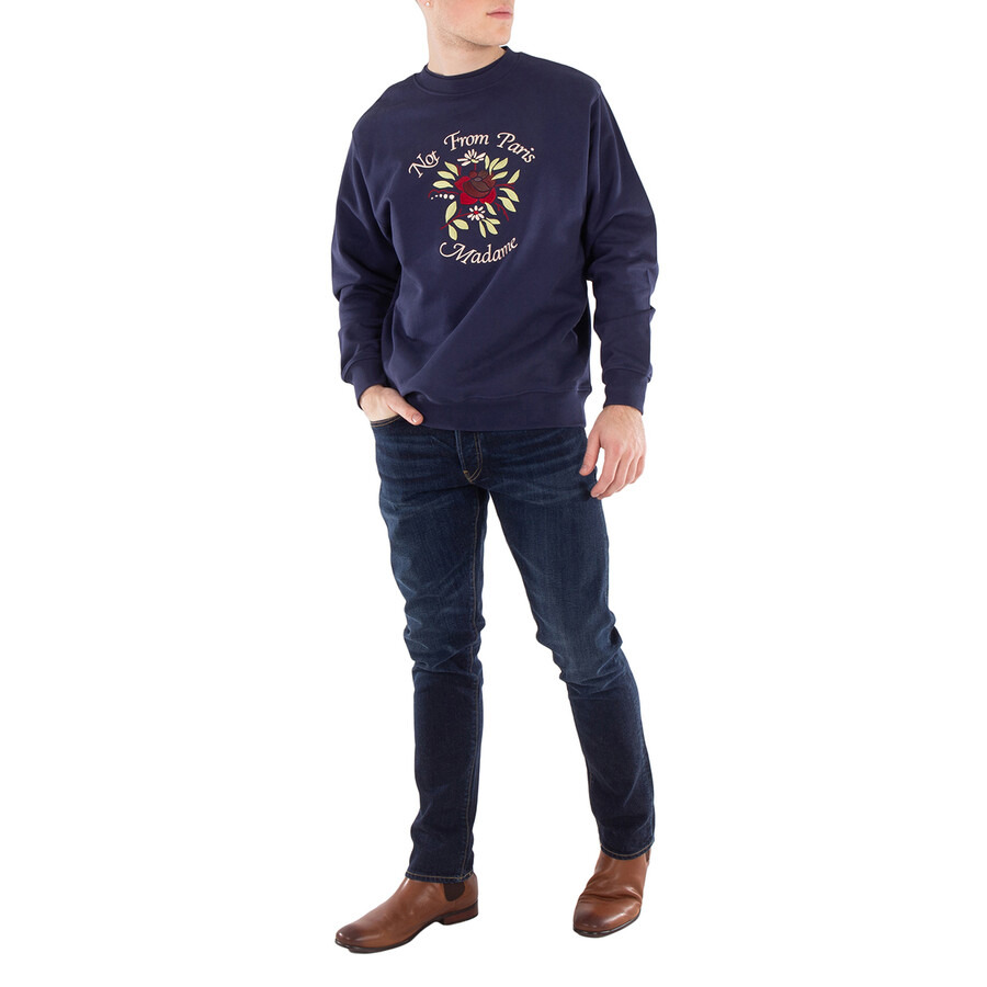 Drole De Monsieur Men's Navy Slogan Fleurs Le Sweatshirt - 3