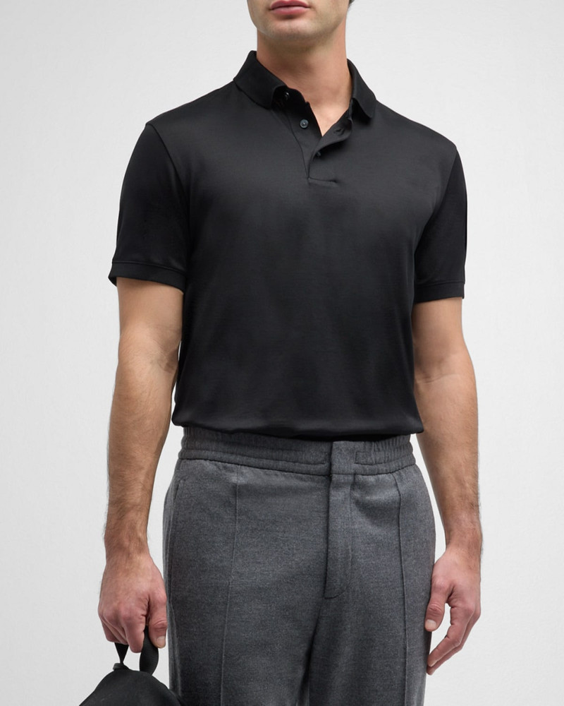 EMPORIO ARMANI Men's Solid Jersey-Stretch Polo Shirt outlook