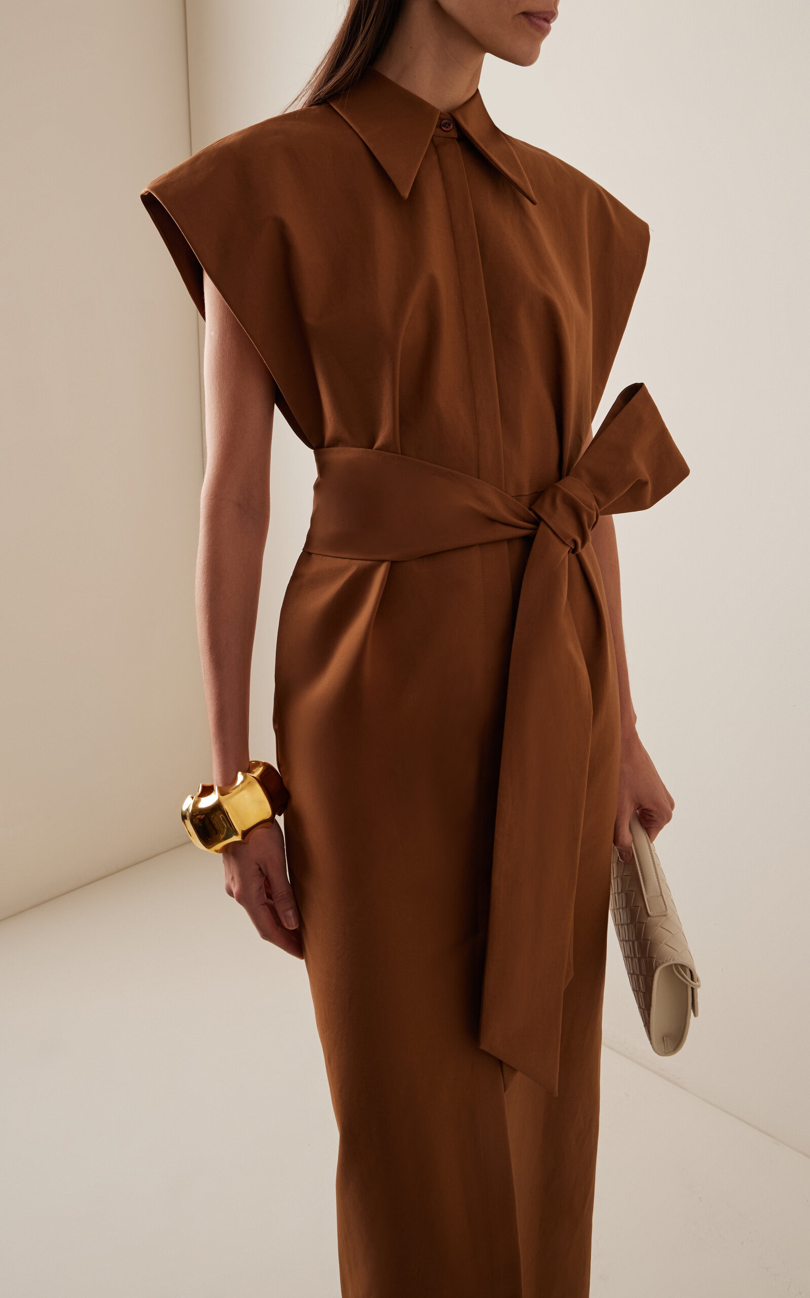 Stretch-Cotton Midi Shirt Dress brown - 2