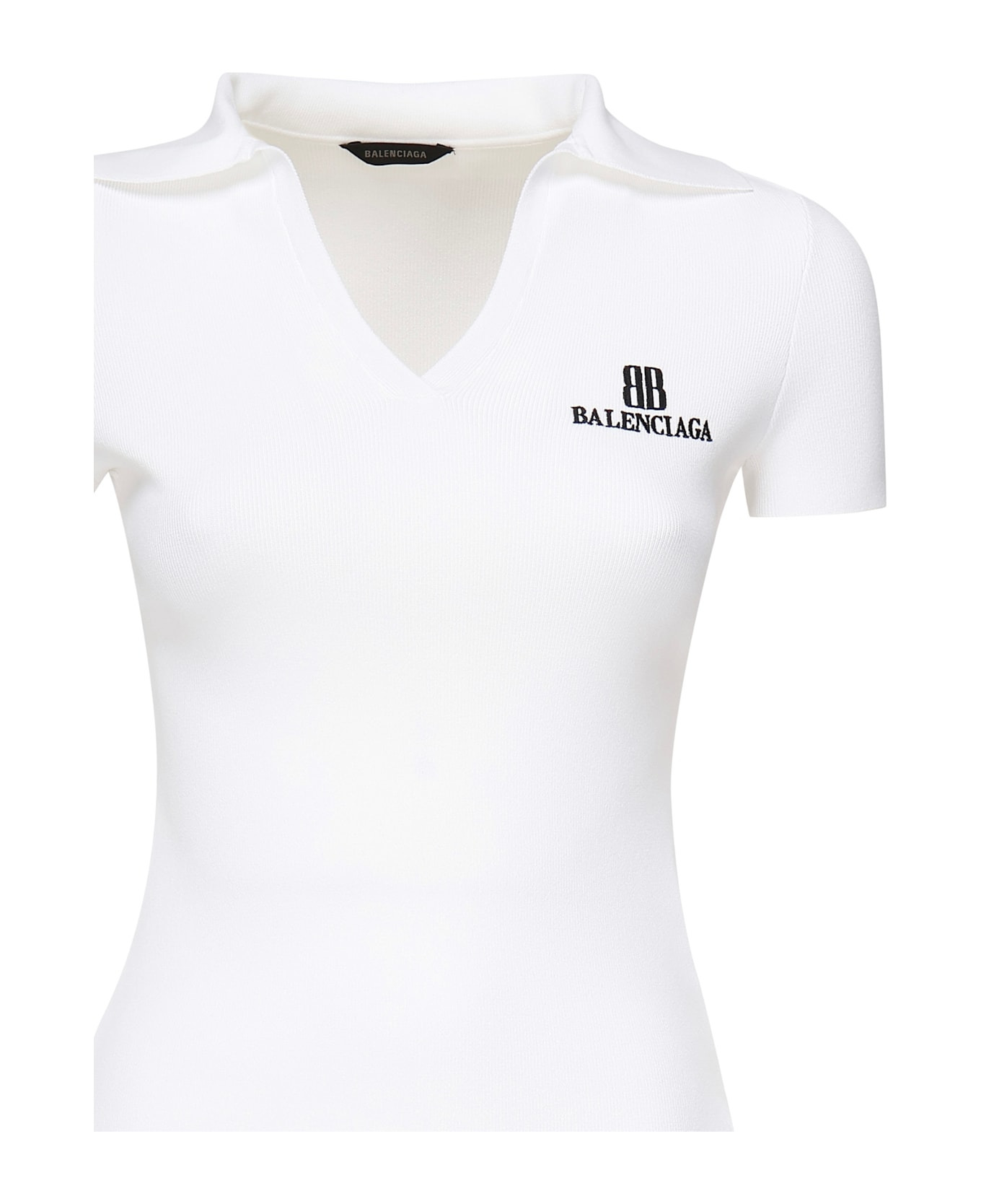 White Viscose Blend Polo Shirt - 2