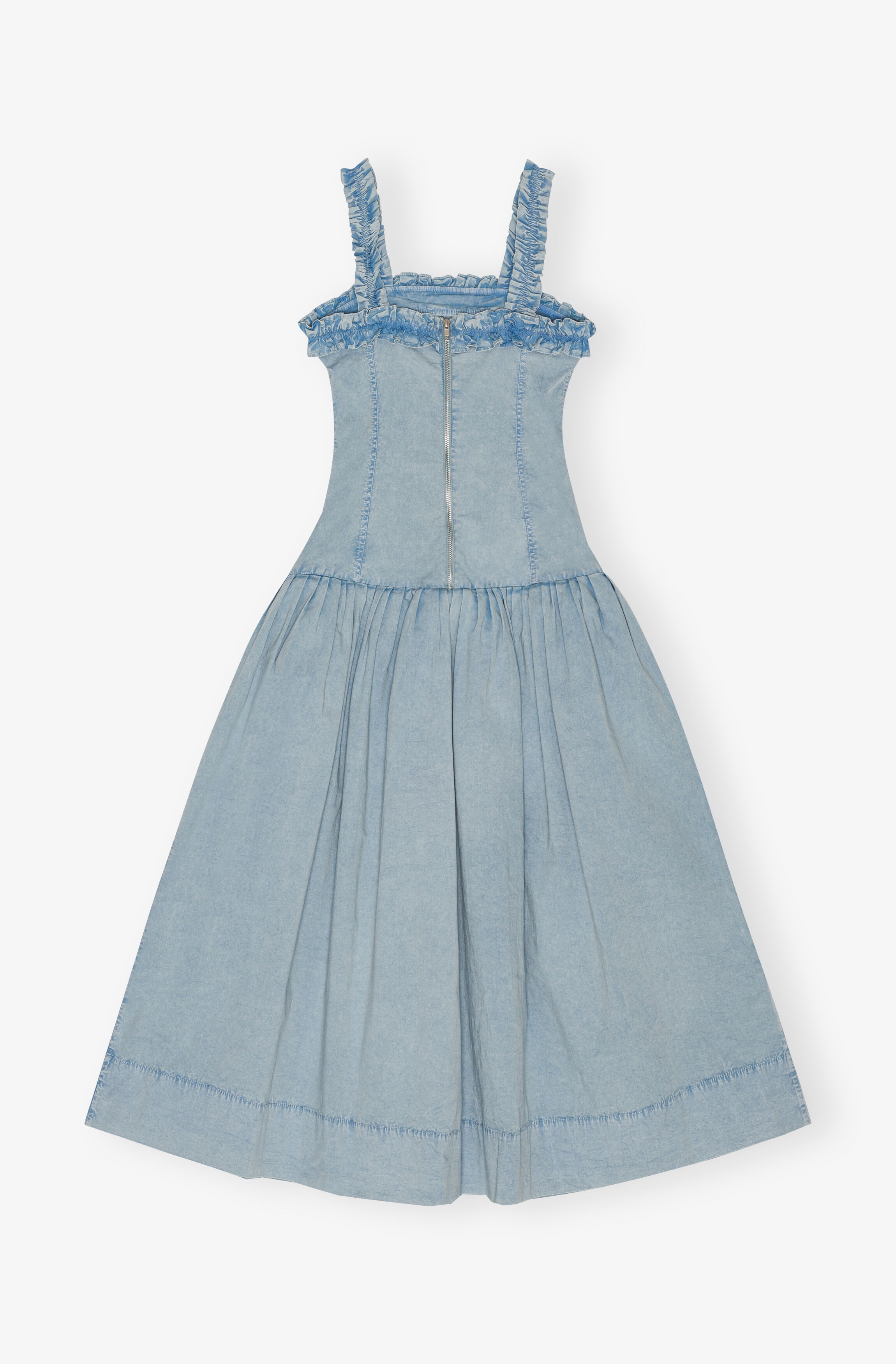 BLUE WASHED STRETCH COTTON CORSET DRESS - 5