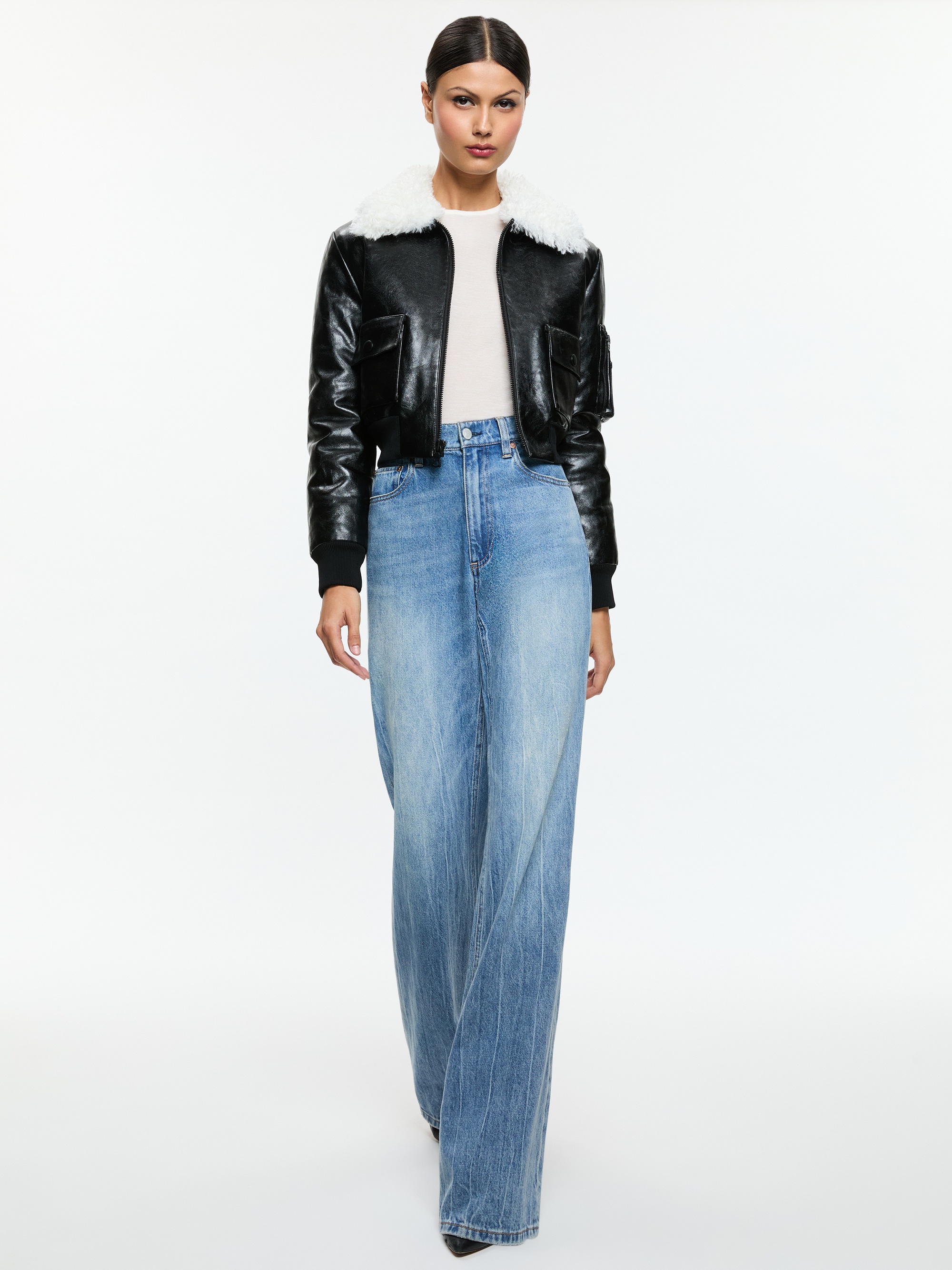 WILLARD VEGAN AVIATOR FAUX FUR COLLAR JACKET - 6
