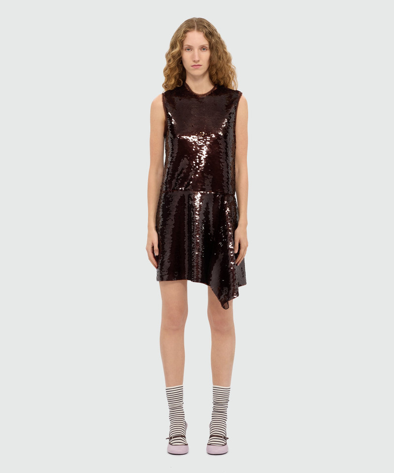 MSGM Black asymmetrical sequin dress. outlook