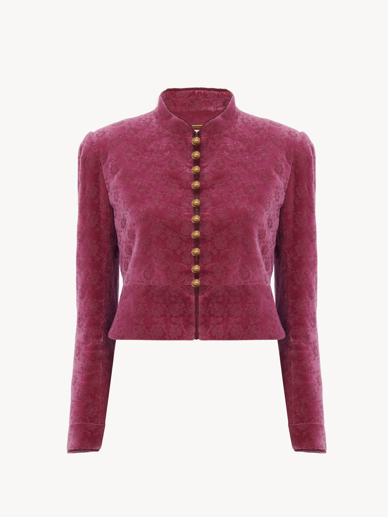 CROPPED FITTED JACKET IN VELVET 1
