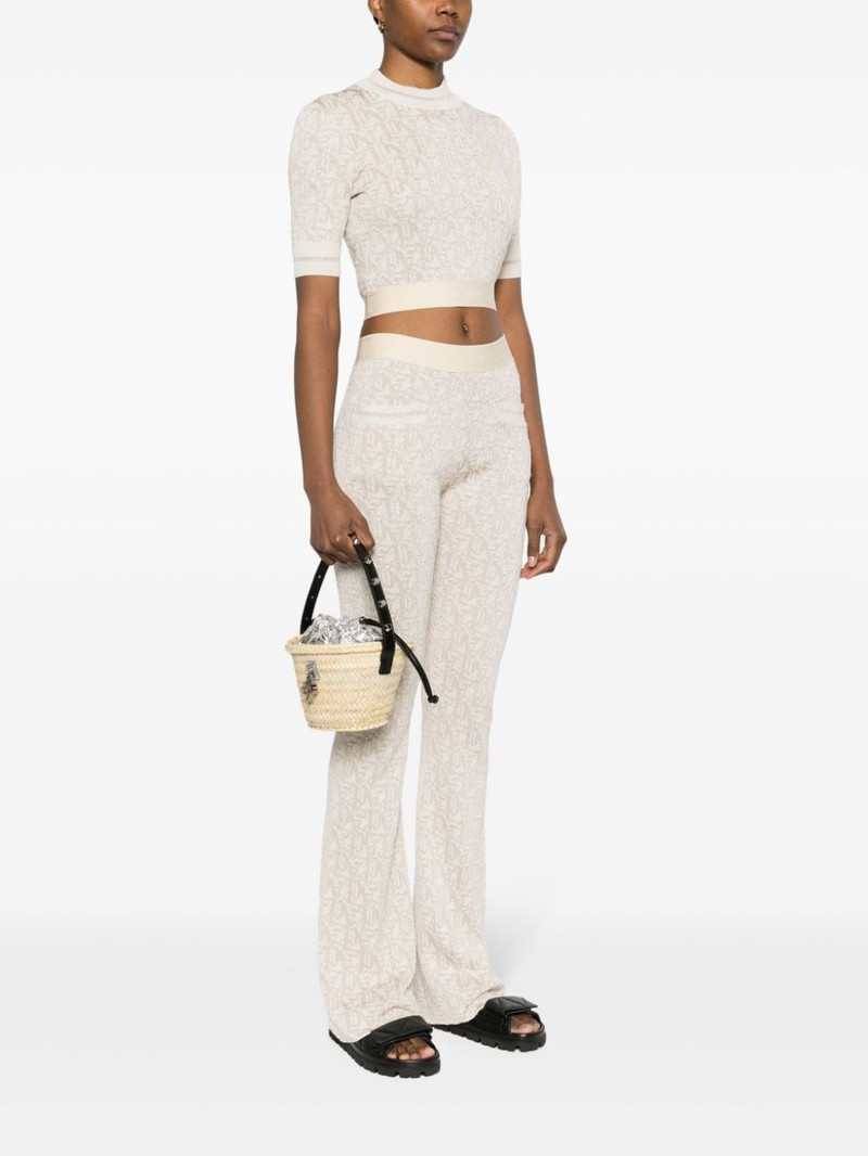 Palm Angels logo-charm straw bucket bag outlook