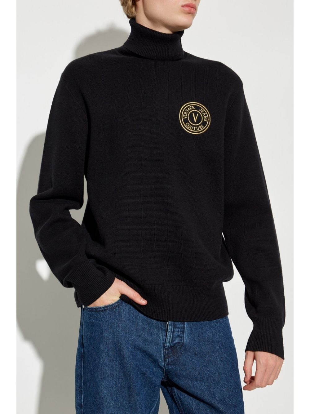 embroidered-logo sweater - 3