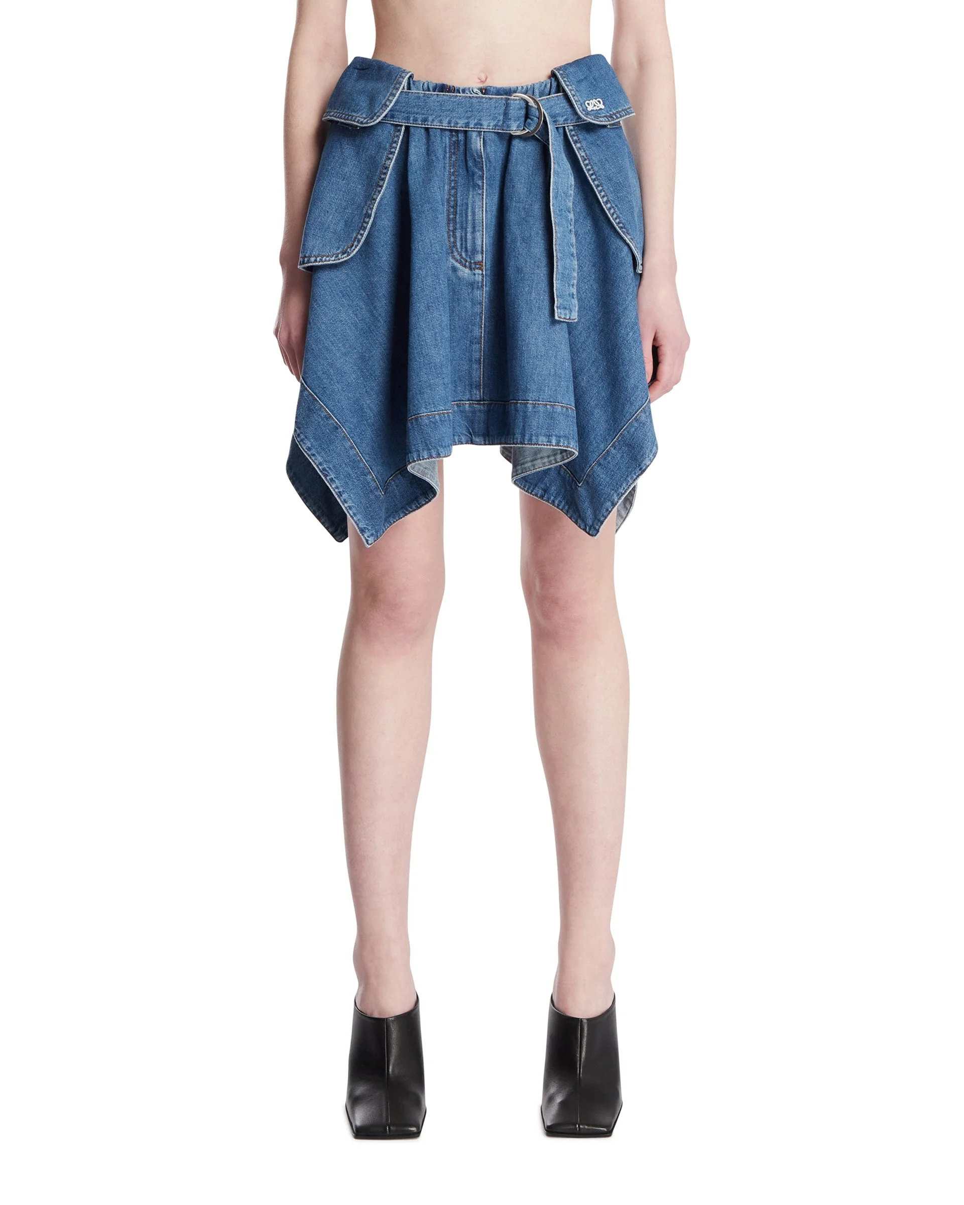 Blue Denim Cargo Mini Skirt - 1