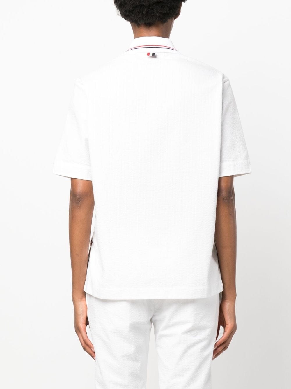 RWB-stripe seersucker polo top - 4