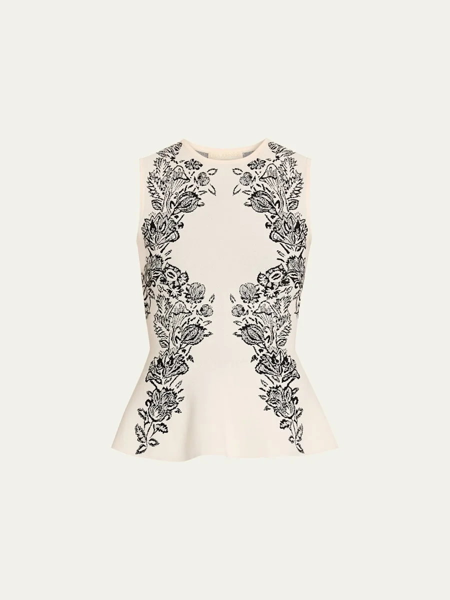 Vanna Jacquard Peplum Tank Top - 1