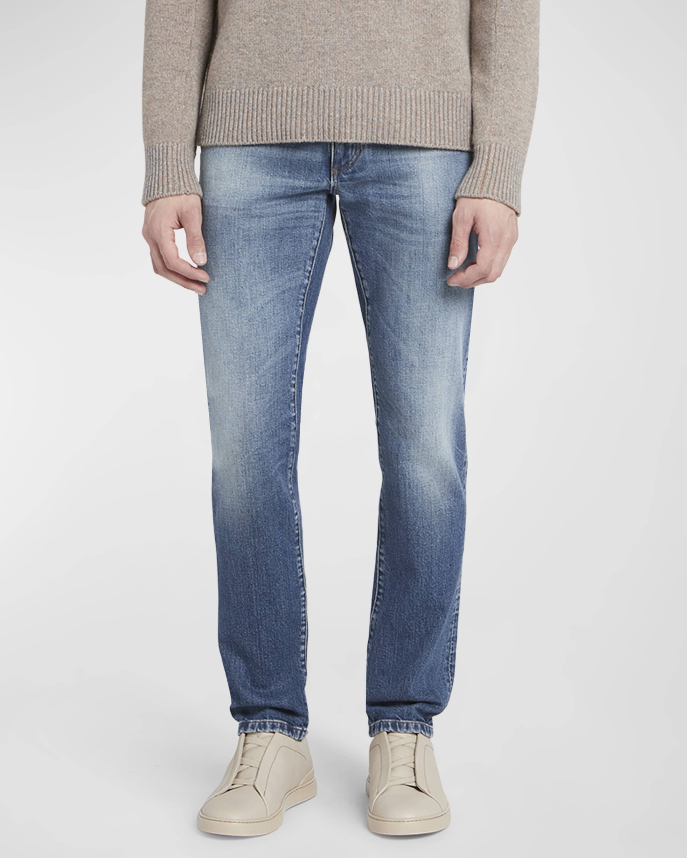 Men's Washed Denim Straight Leg Jeans - 2