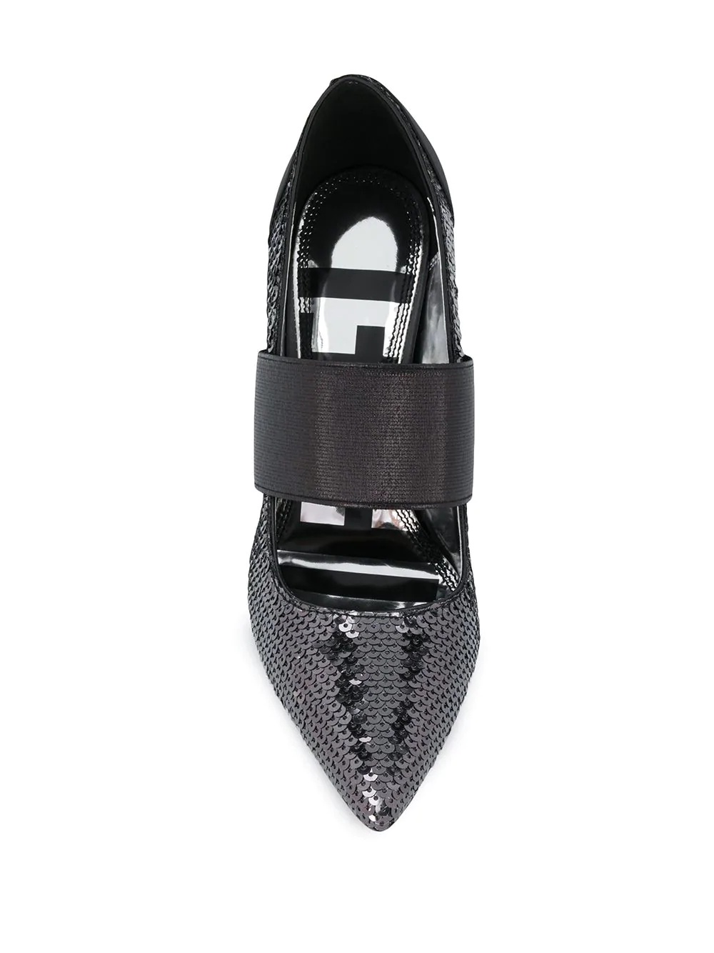 Sequined high-heel pumps with band - 4