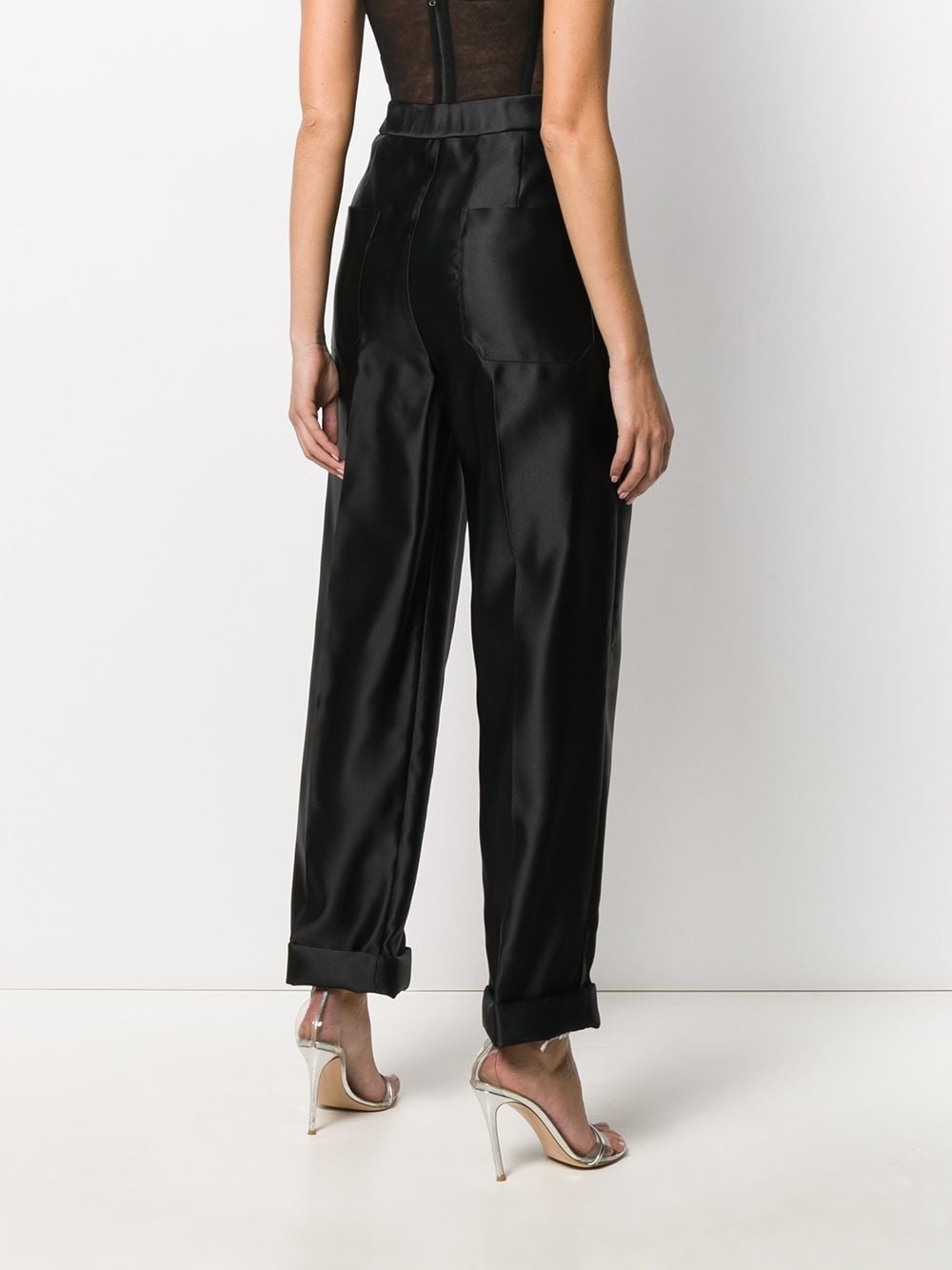 high waisted silk trousers - 4