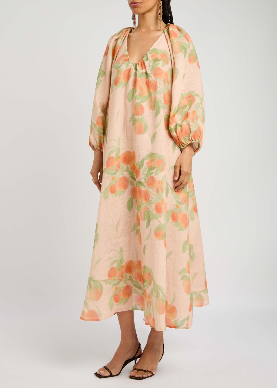 Bernadette Georgette Printed Linen Midi Dress - 2