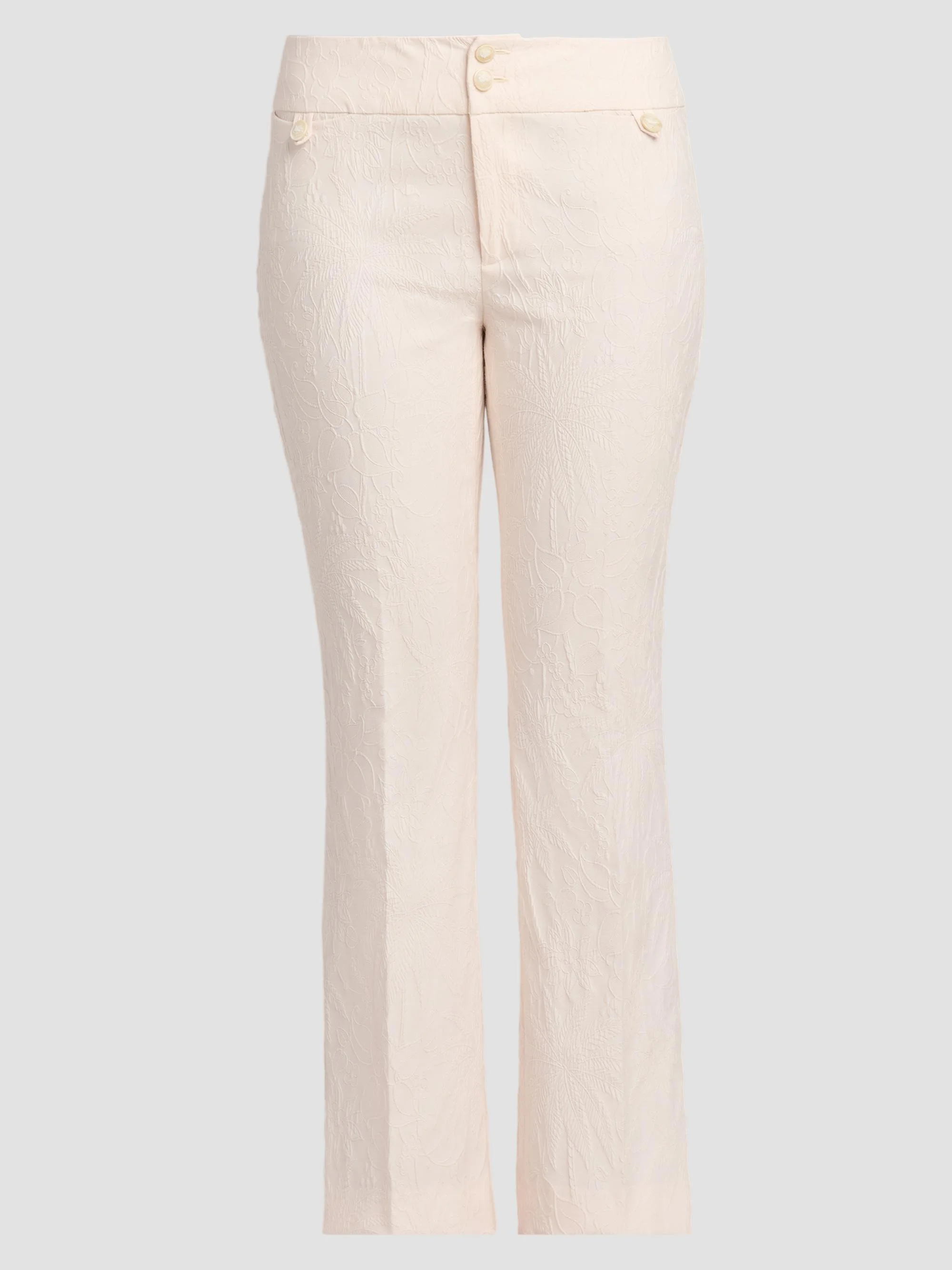 Women's Jaquard Cigarette Trousers - Light Creamy White - 1