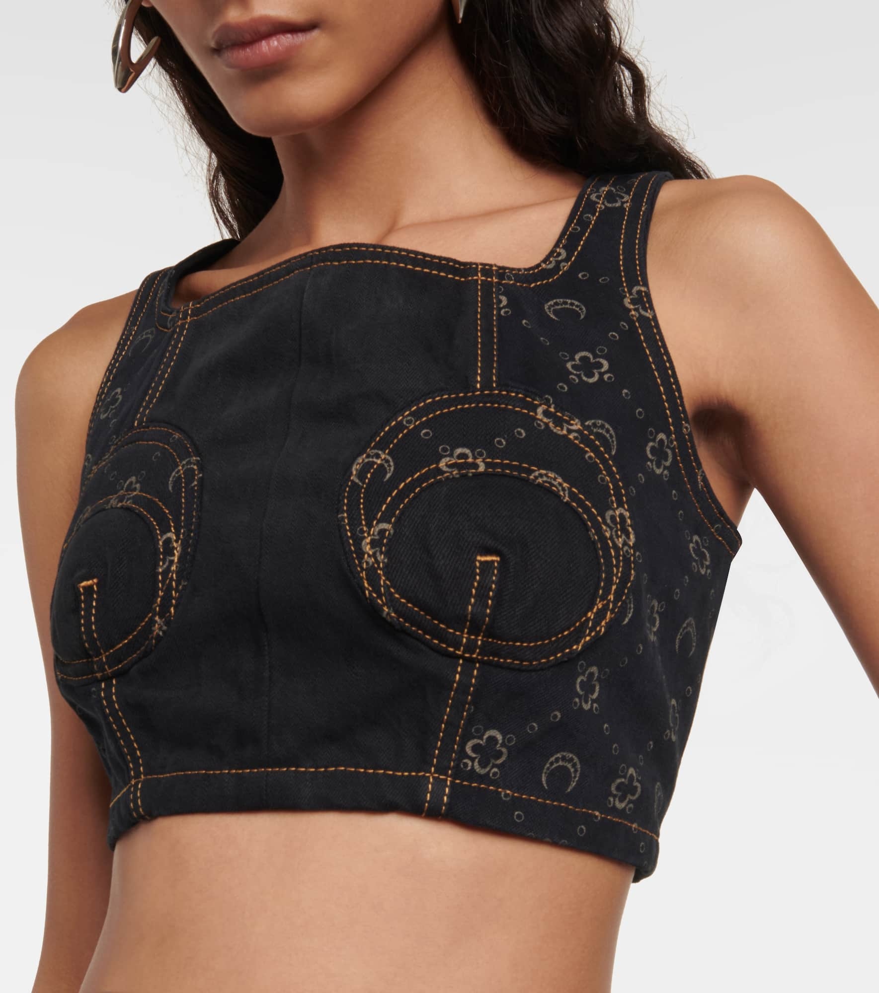 Regenerated cropped denim bustier - 4