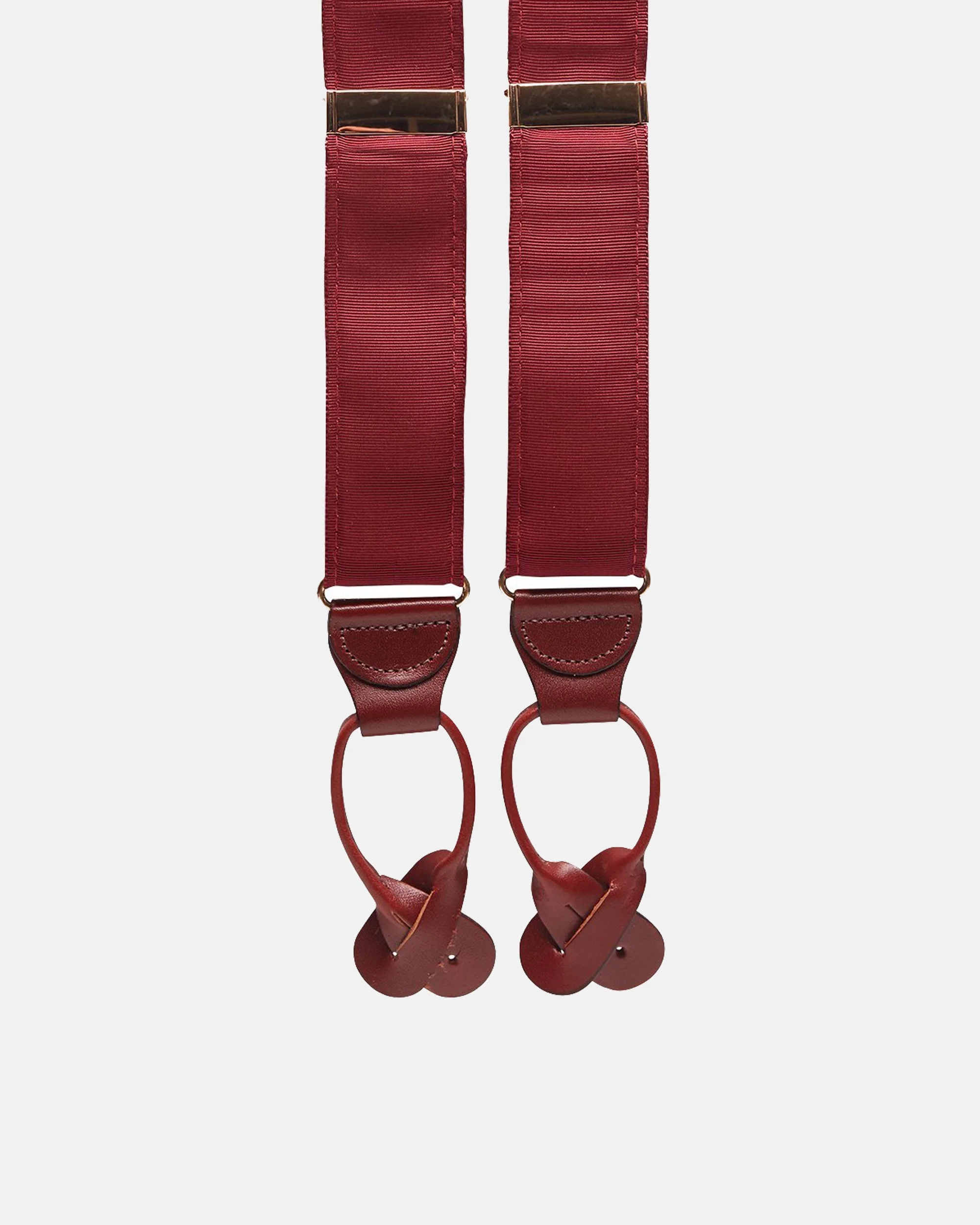 MADE-IN-USA SOLID BURGUNDY GROSGRAIN BRACES - 1