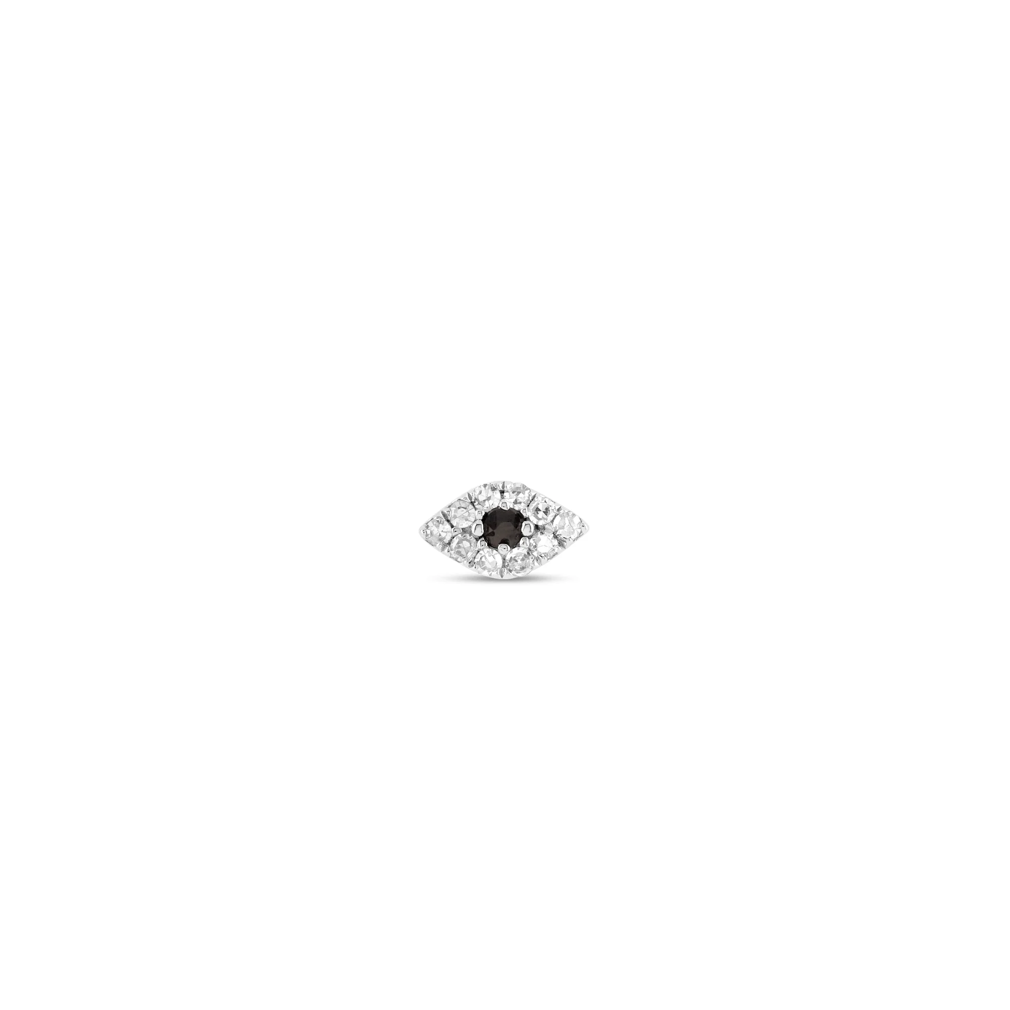 Small Pave Diamond Evil Eye Stud - 1