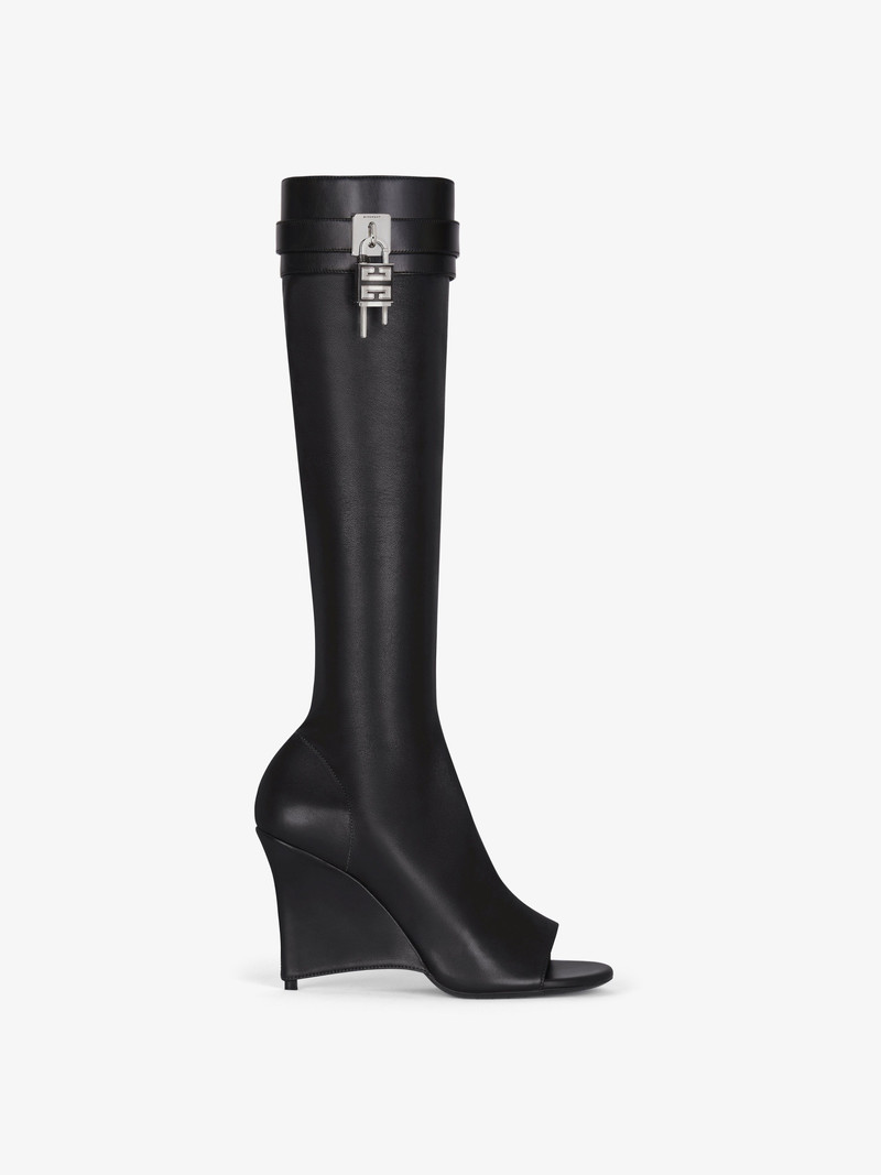 SHARK LOCK STILETTO SANDAL BOOTS IN LEATHER - 1