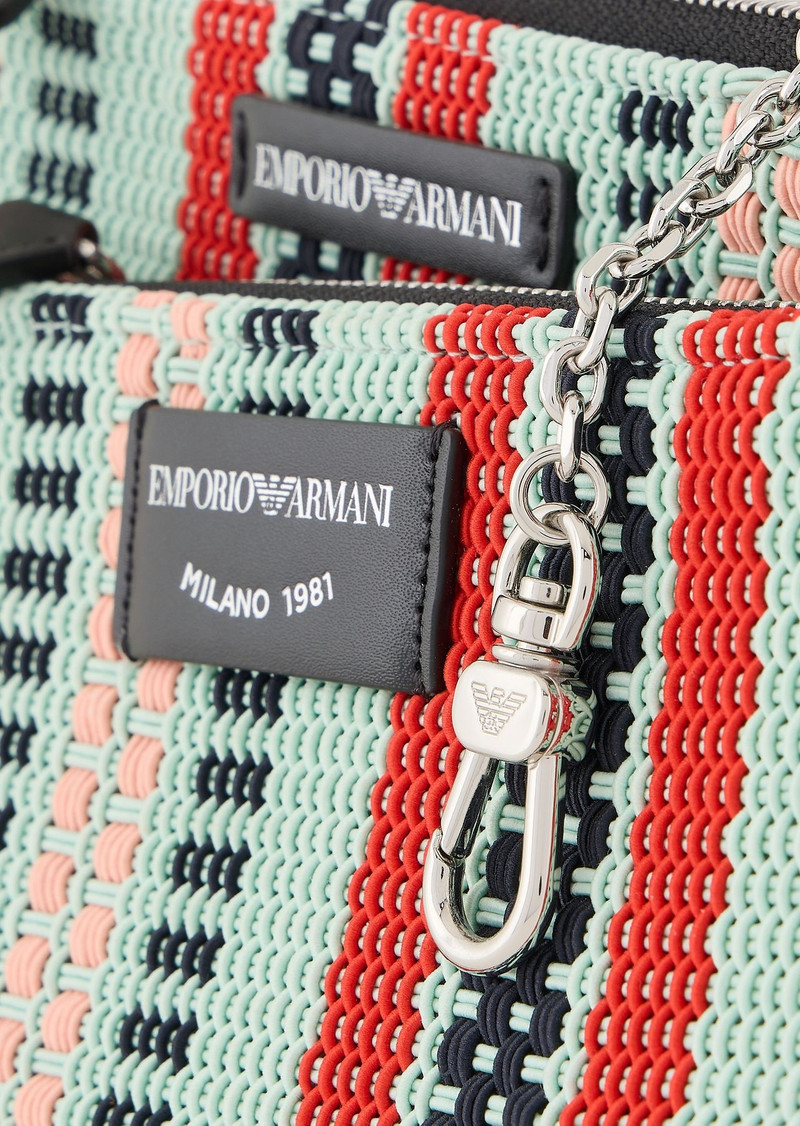 Double mini shoulder bag in basketweave 5