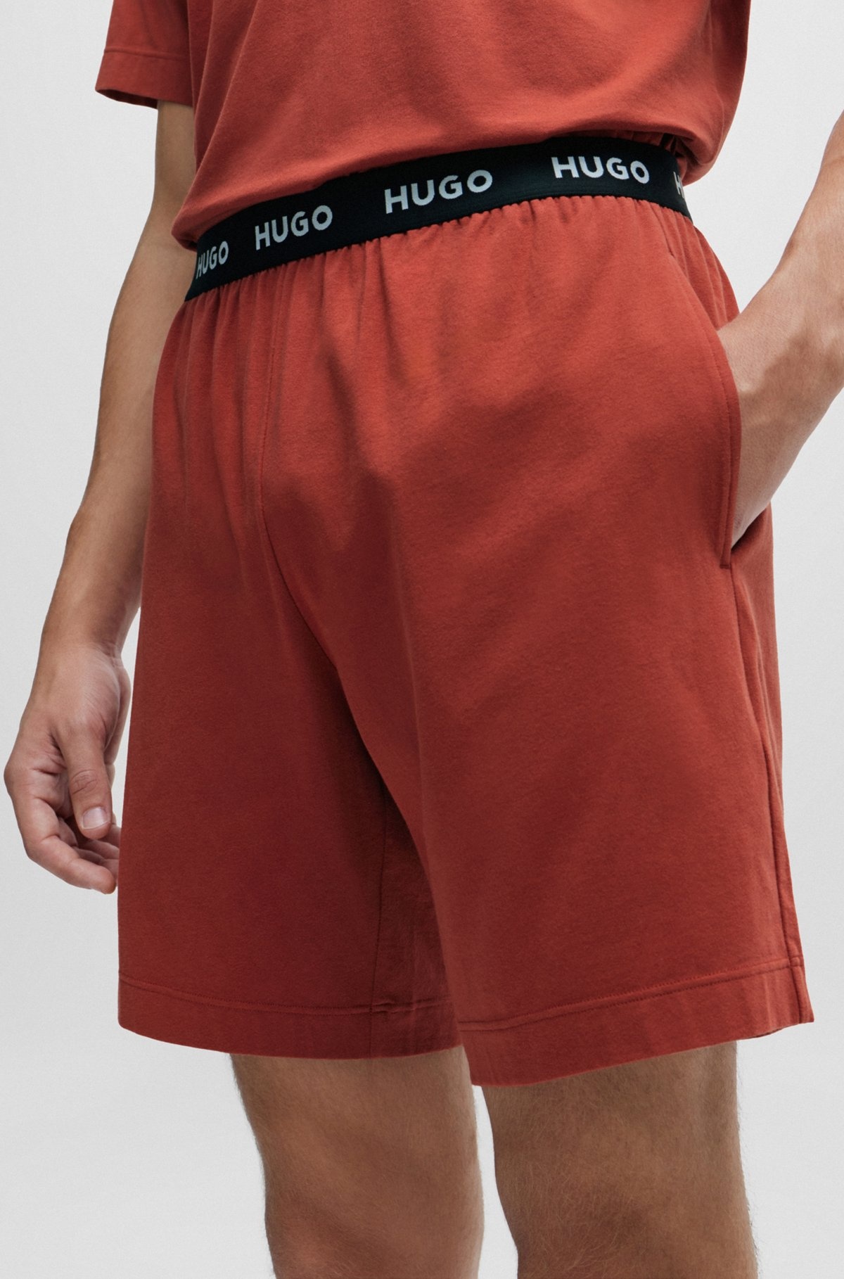 STRETCH-COTTON PAJAMA SHORTS WITH LOGO WAISTBAND - 5