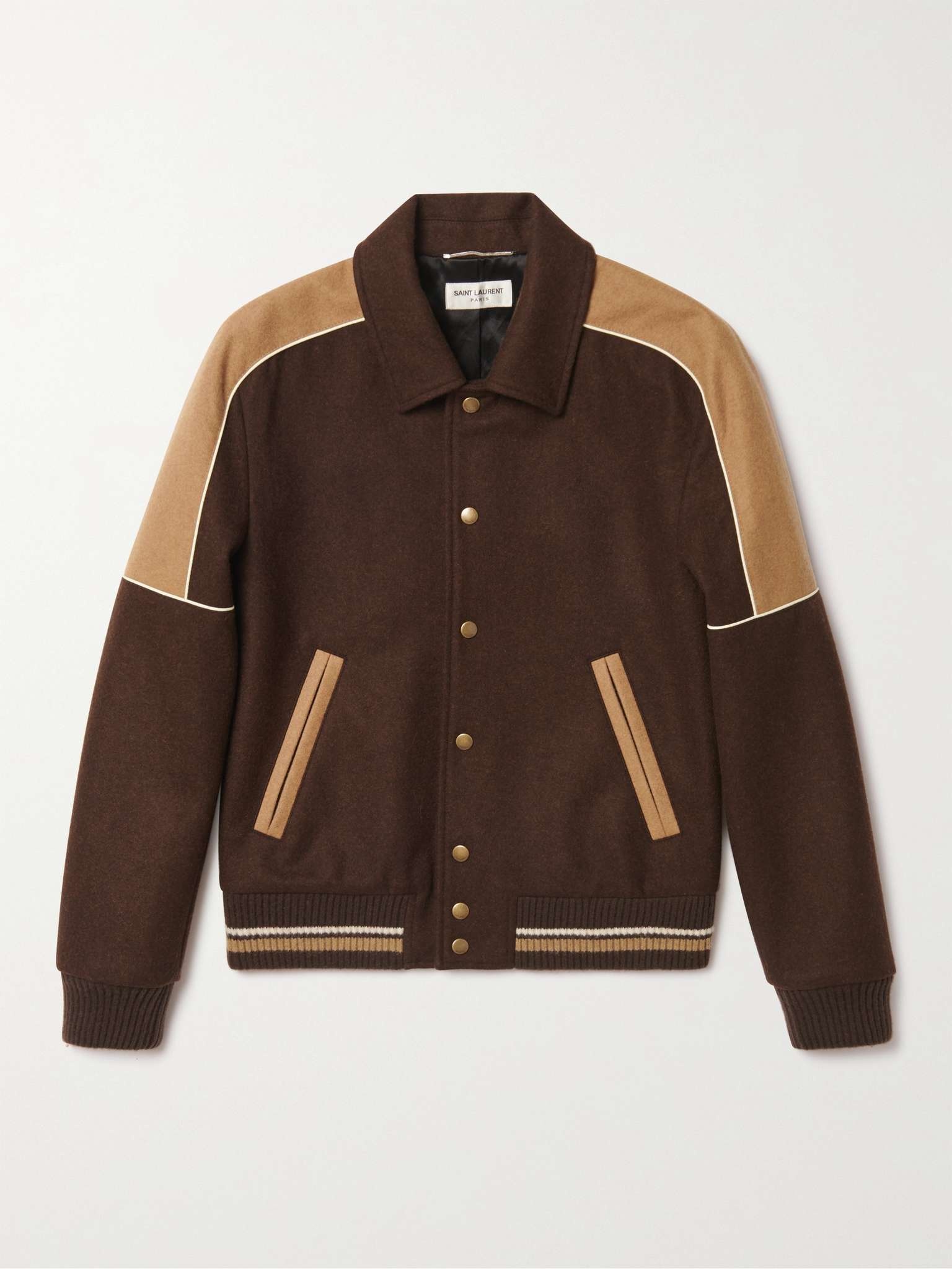 Teddy Colour-Block Wool Bomber Jacket - 1