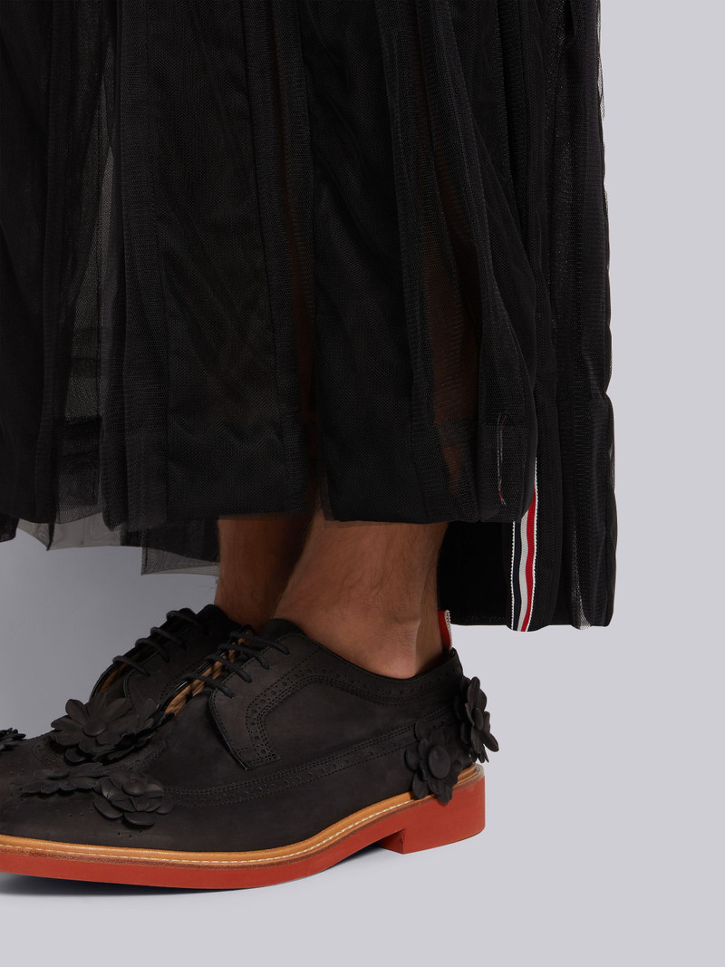 Black Soft Tulle Combo Pleat Insert Ankle Length Backstrap Pleated Skirt 5