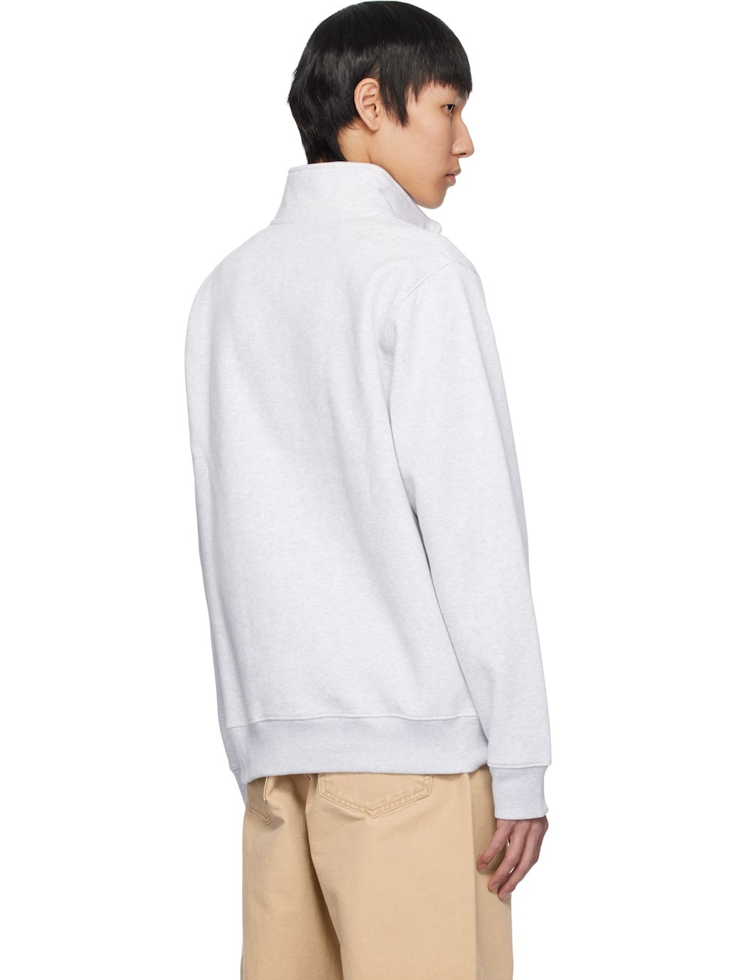 Gray Chase Neck Zip Sweatshirt - 3